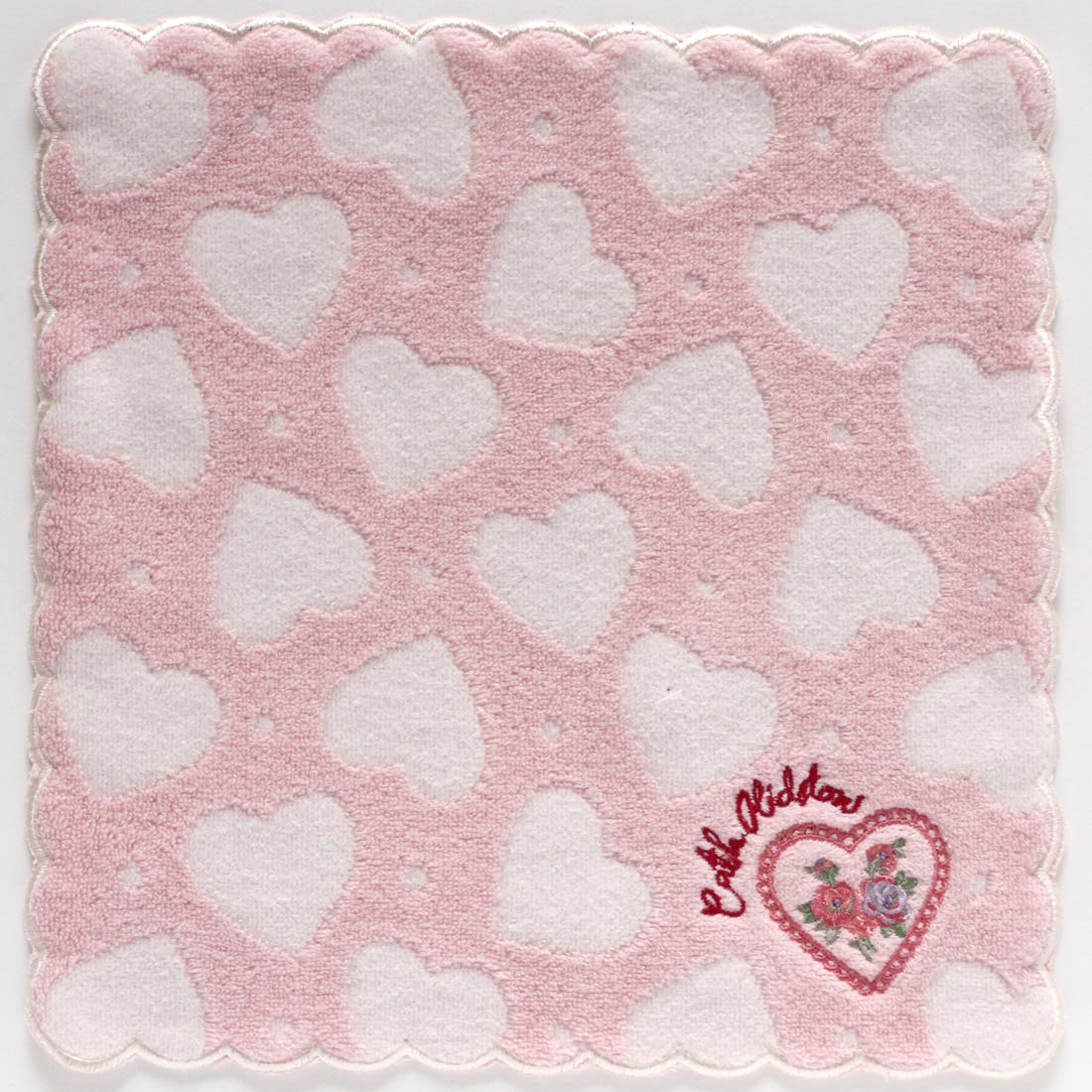 大判 タオルハンカチ(28cm)LACE HEARTS TILE