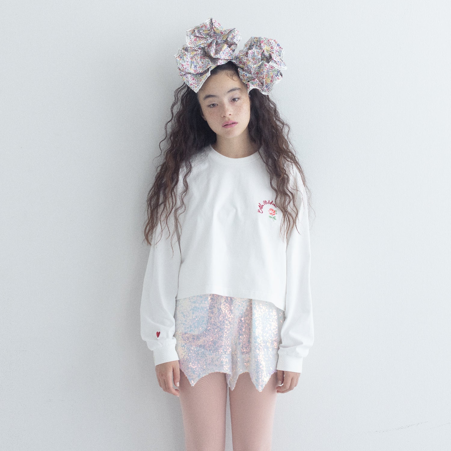 ショート丈ロングスリーブTシャツ Rose