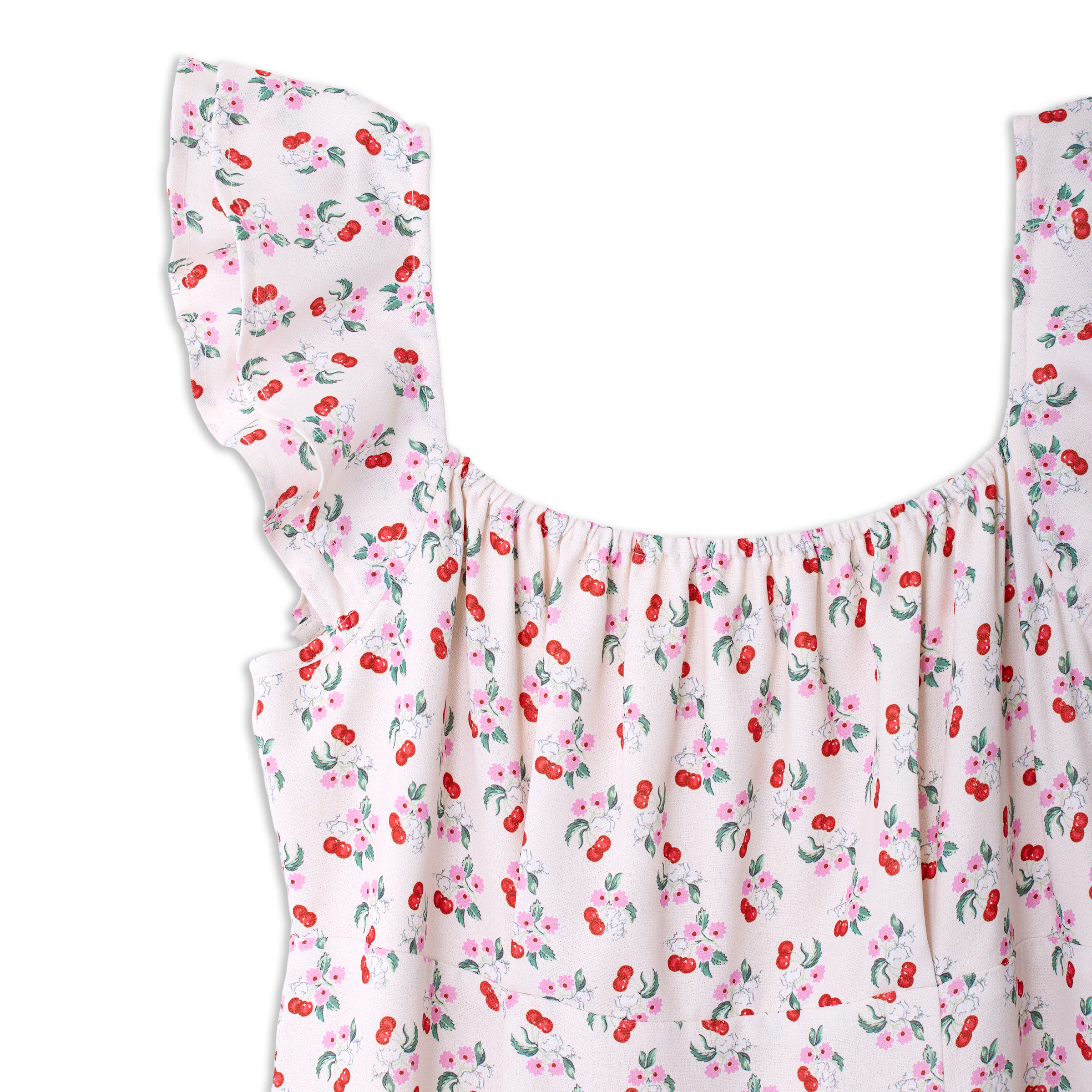 ラッフルスリーブドレス Floating Cherry