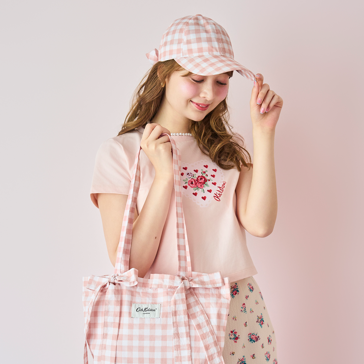 コンパクトTシャツ Lace Heart Rose