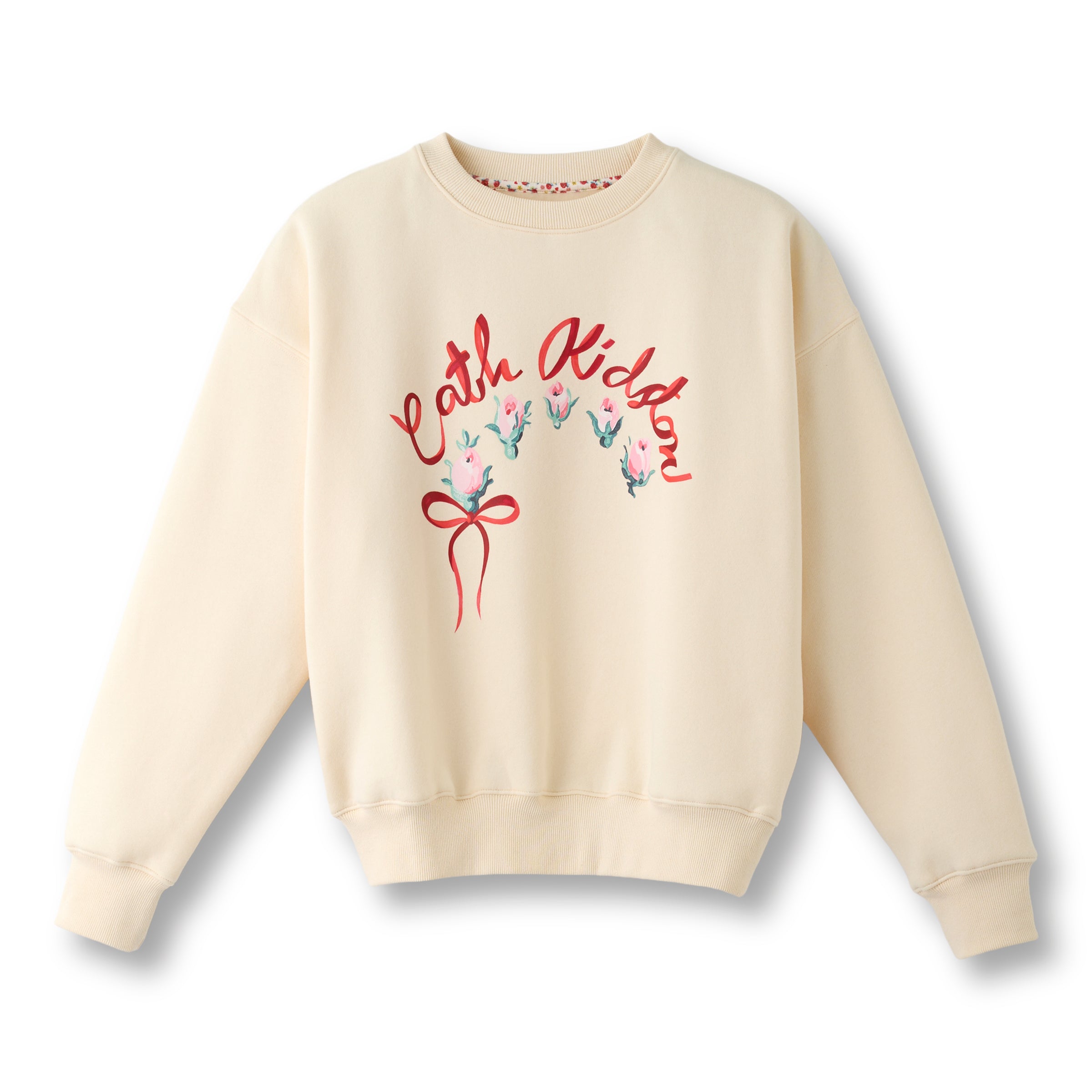 裏起毛スウェットトップス Ribbon Floral