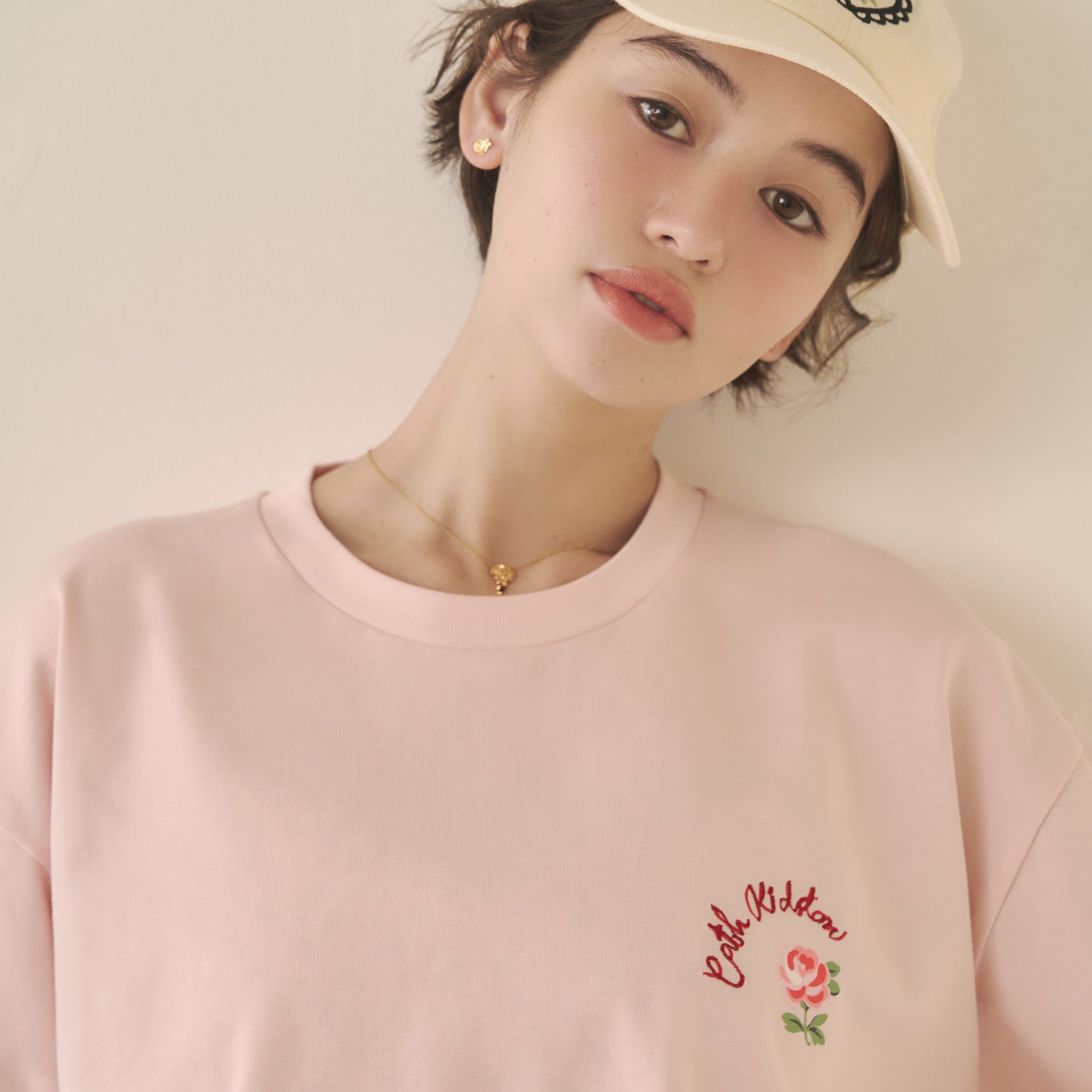 ショート丈ロングスリーブTシャツ Rose