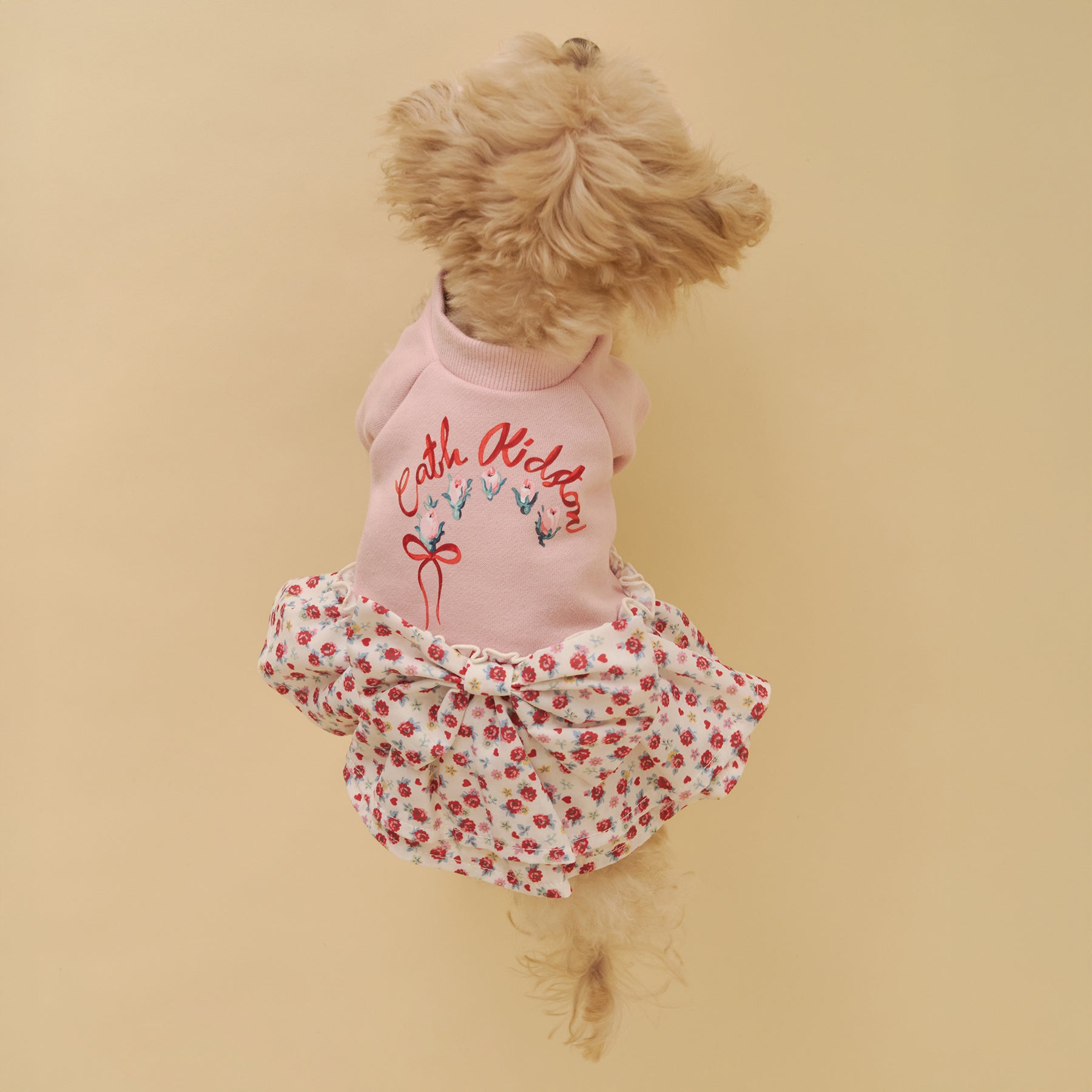 【Dog】スカートドッキングスウェット Rose Heart Ditsy