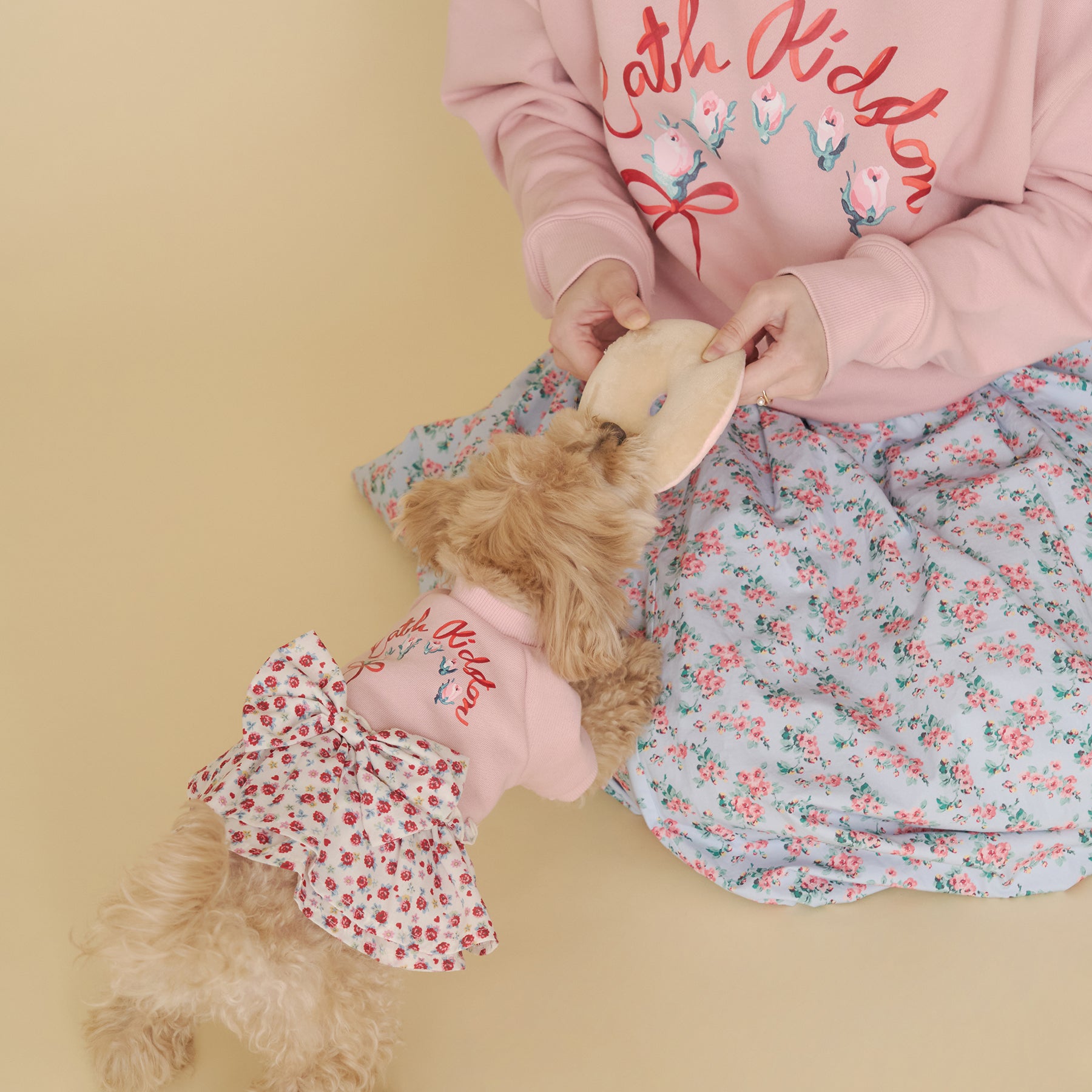 【Dog】スカートドッキングスウェット Rose Heart Ditsy