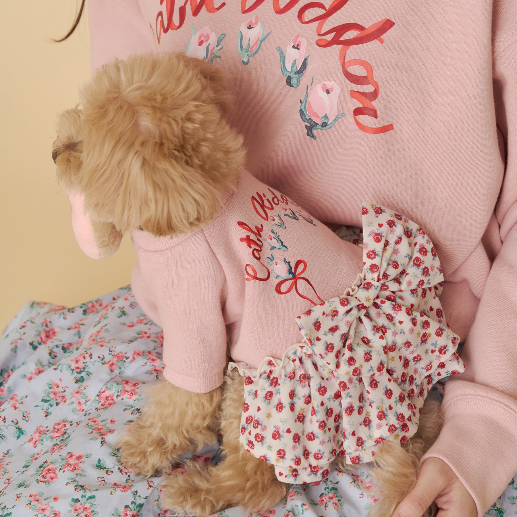 【Dog】スカートドッキングスウェット Rose Heart Ditsy