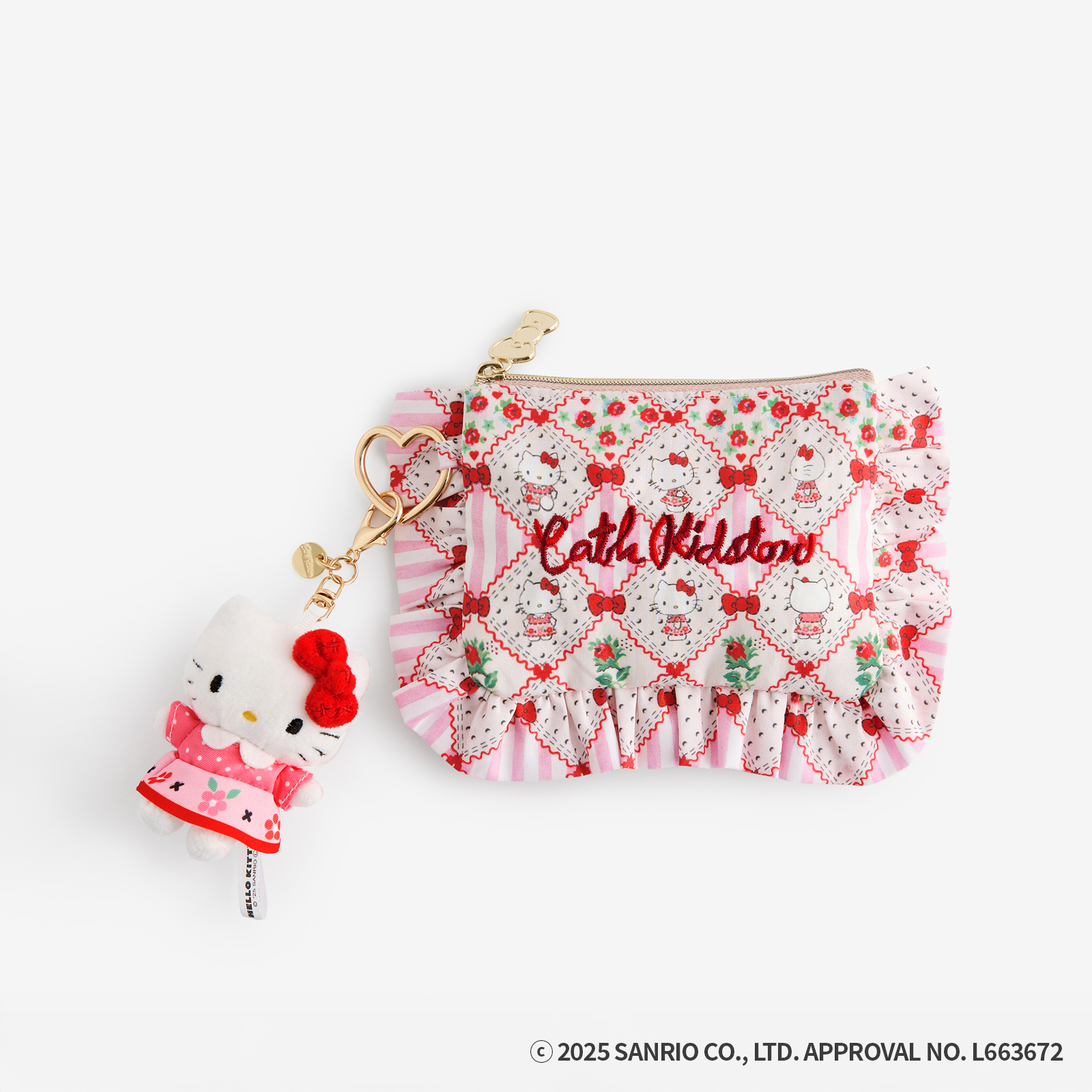 Cath Kidston × Hello Kitty フリルティッシュポーチ&マスコットチャームセット Patchwork