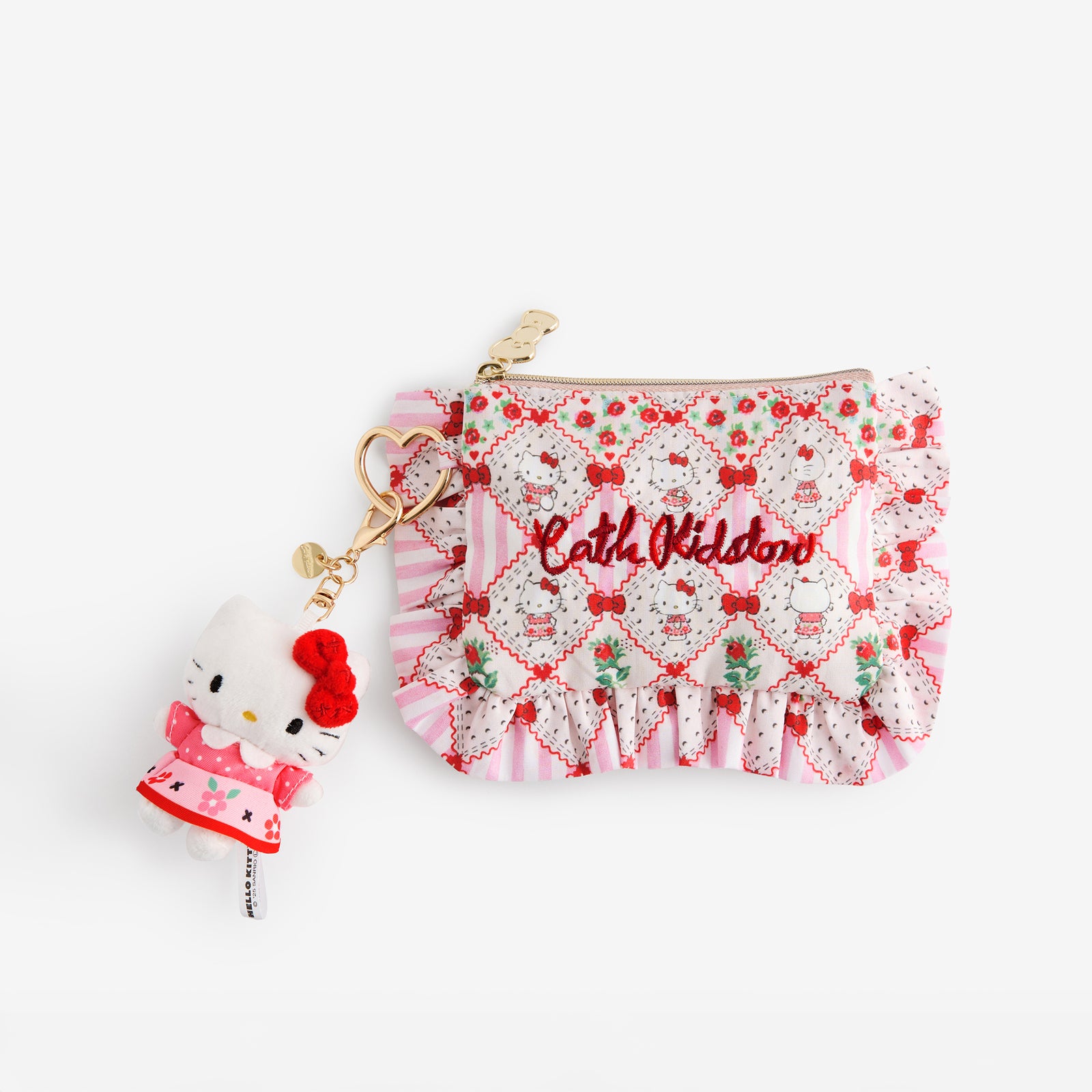 Cath Kidston × Hello Kitty フリルティッシュポーチ&マスコットチャームセット Patchwork