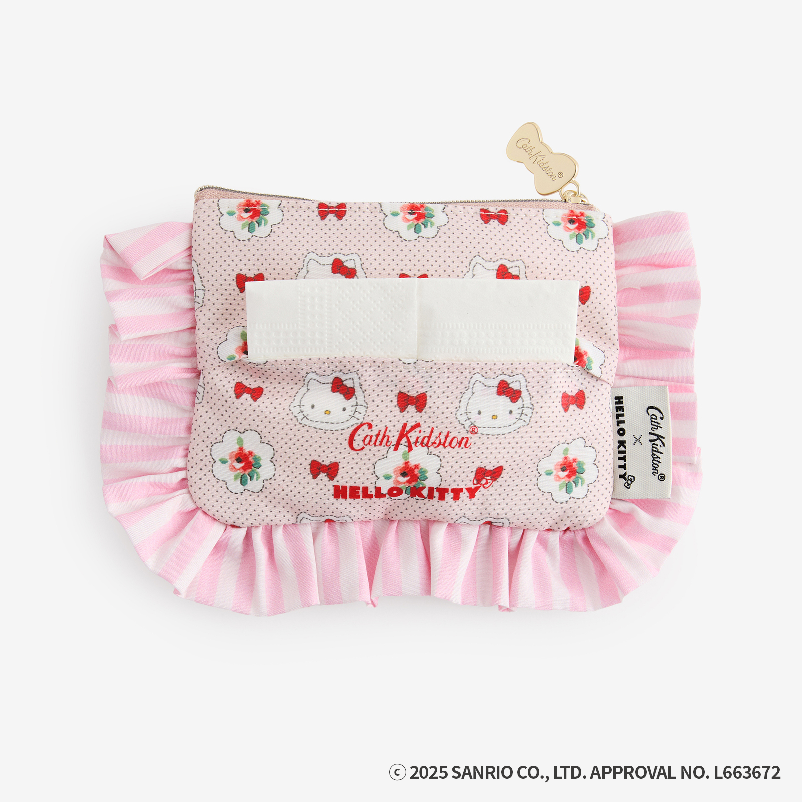 Cath Kidston × Hello Kitty フリルティッシュポーチ&マスコットチャームセット Provence