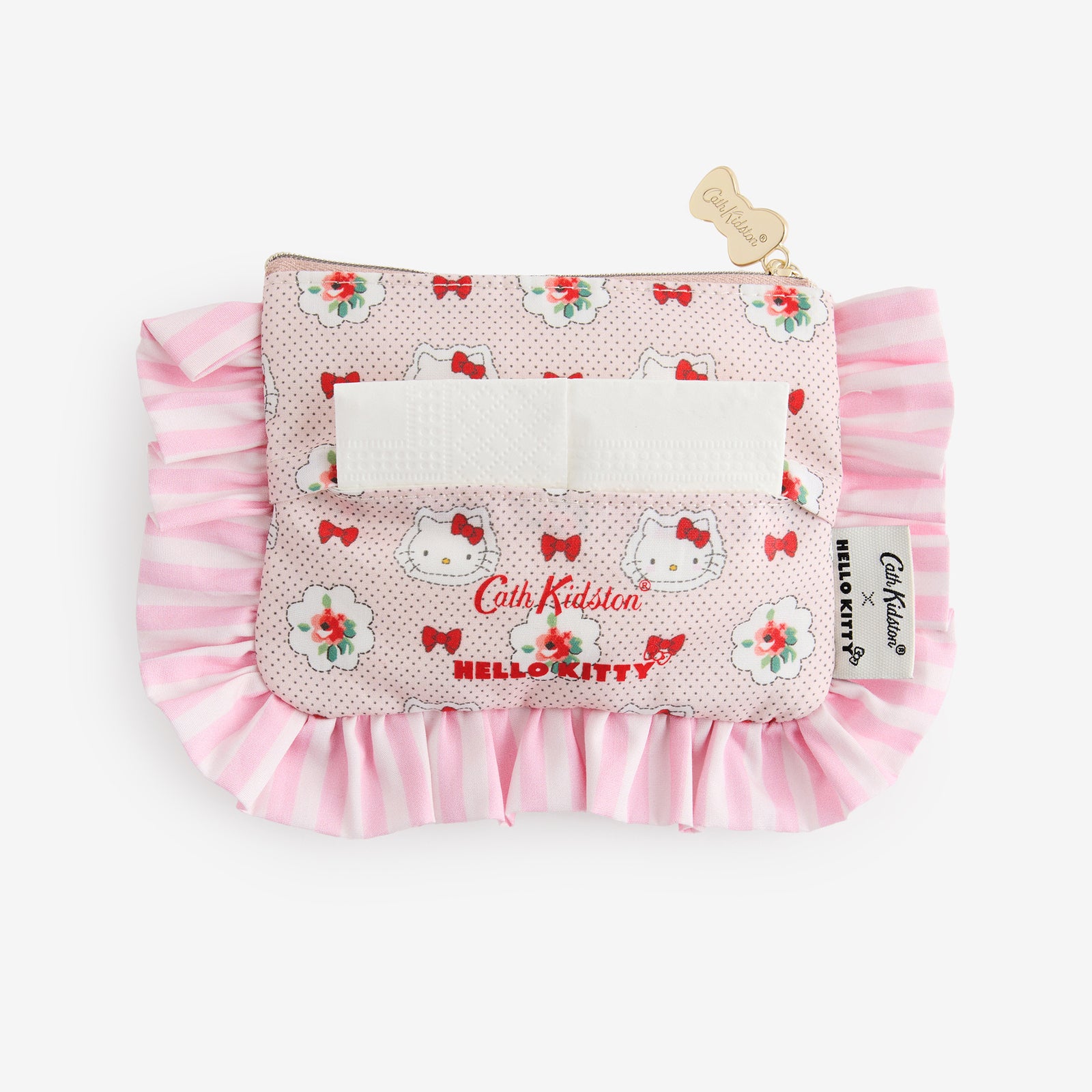 Cath Kidston × Hello Kitty フリルティッシュポーチ&マスコットチャームセット Provence