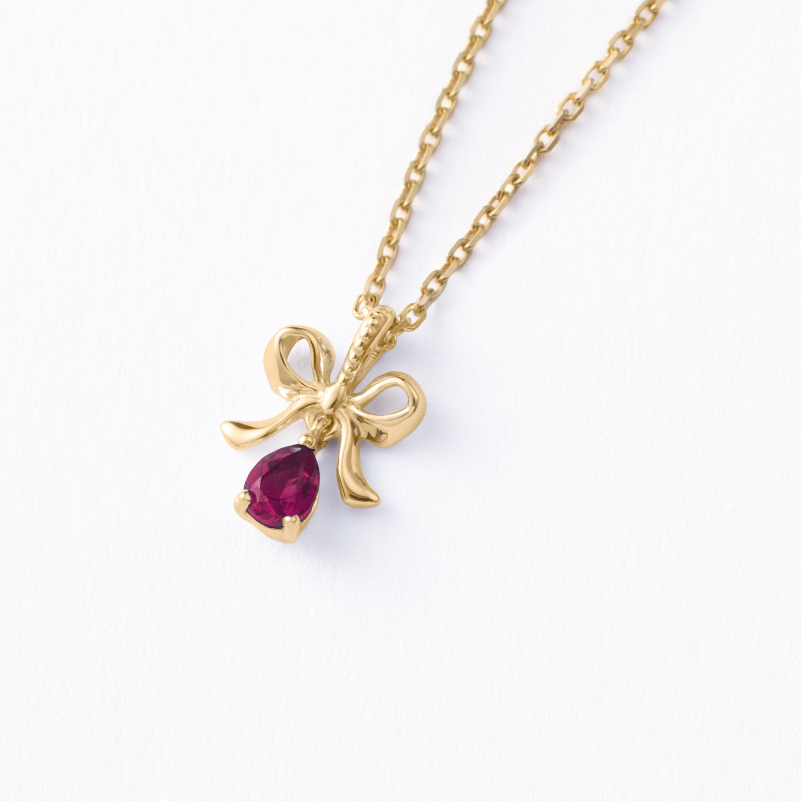 イエローゴールド ネックレス Ribbon Bow