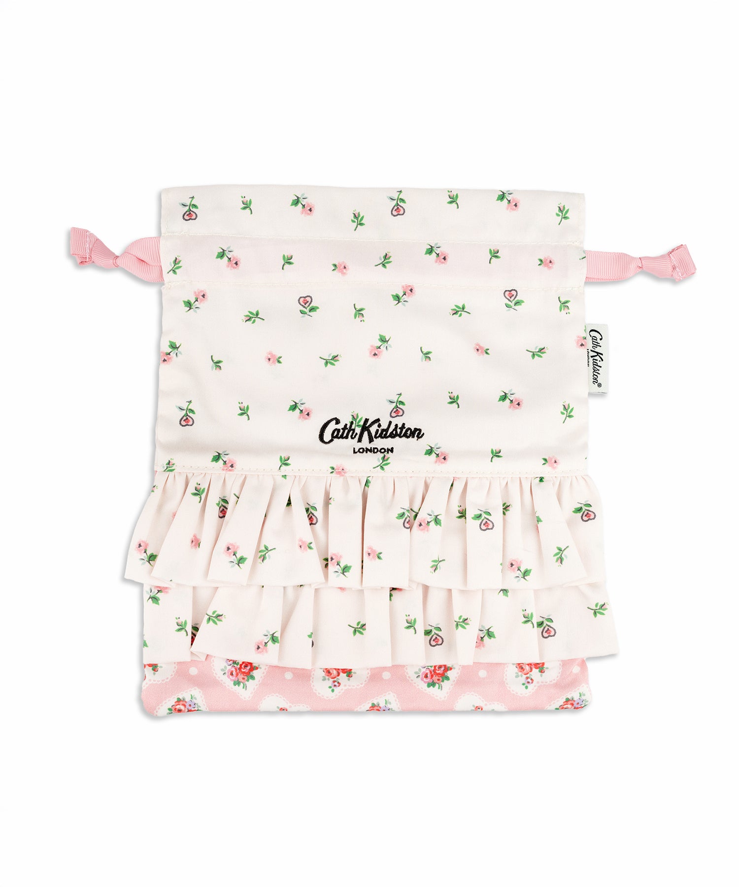 ダブルフリル2サイドドローストリングポーチLace Sprigs