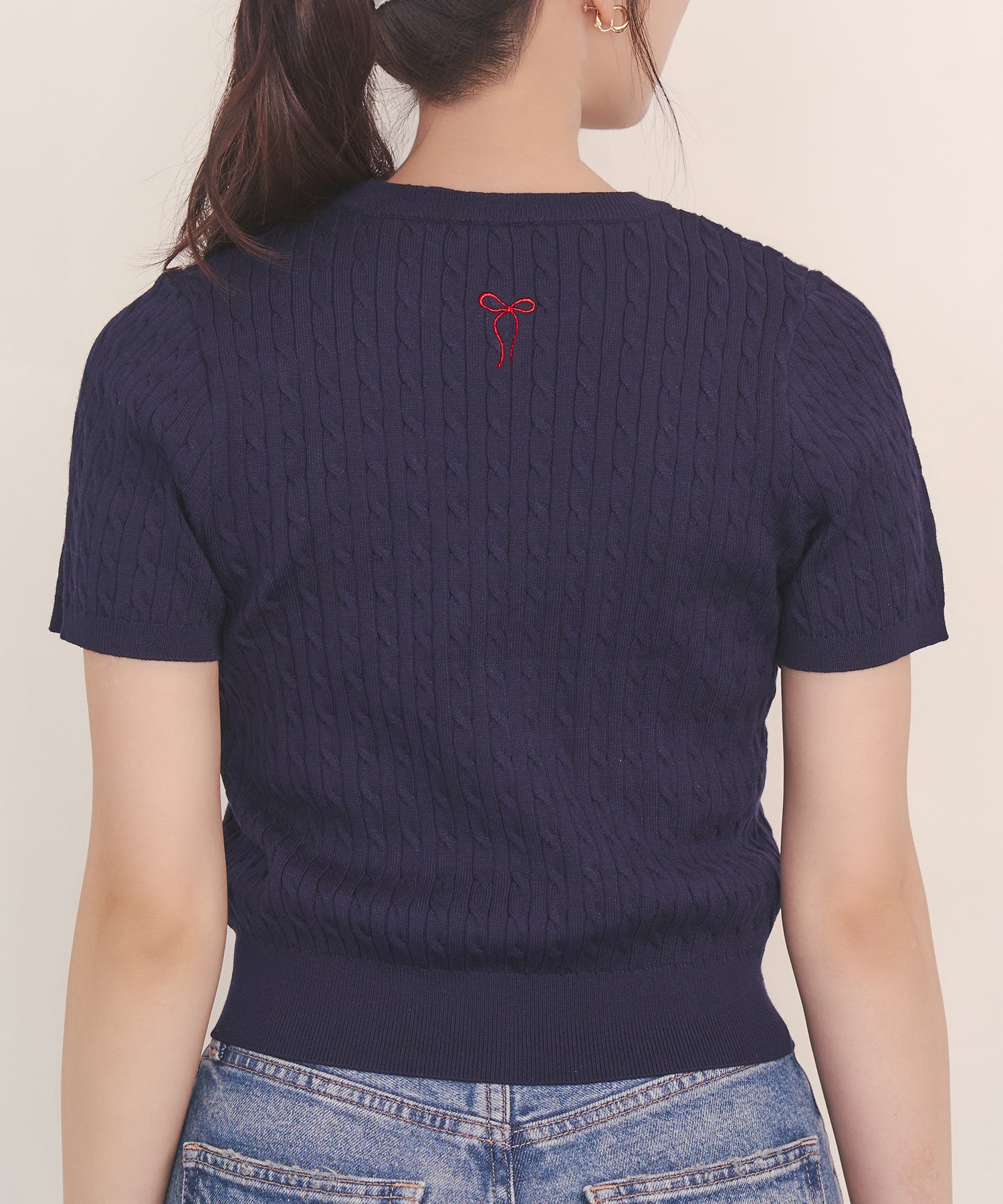 ショートスリーブライトニットトップス Queenie's London