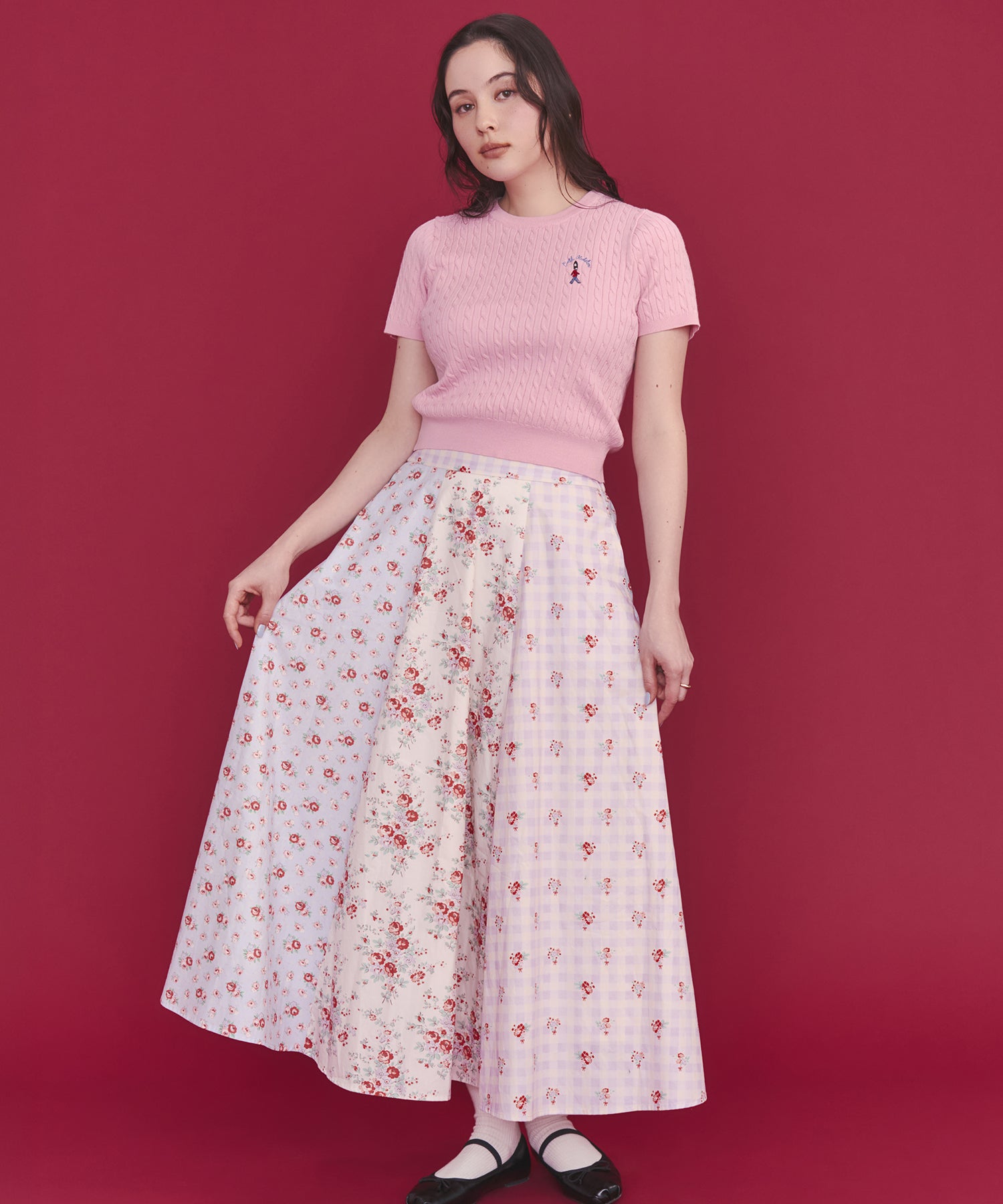 ショートスリーブライトニットトップス Queenie's London