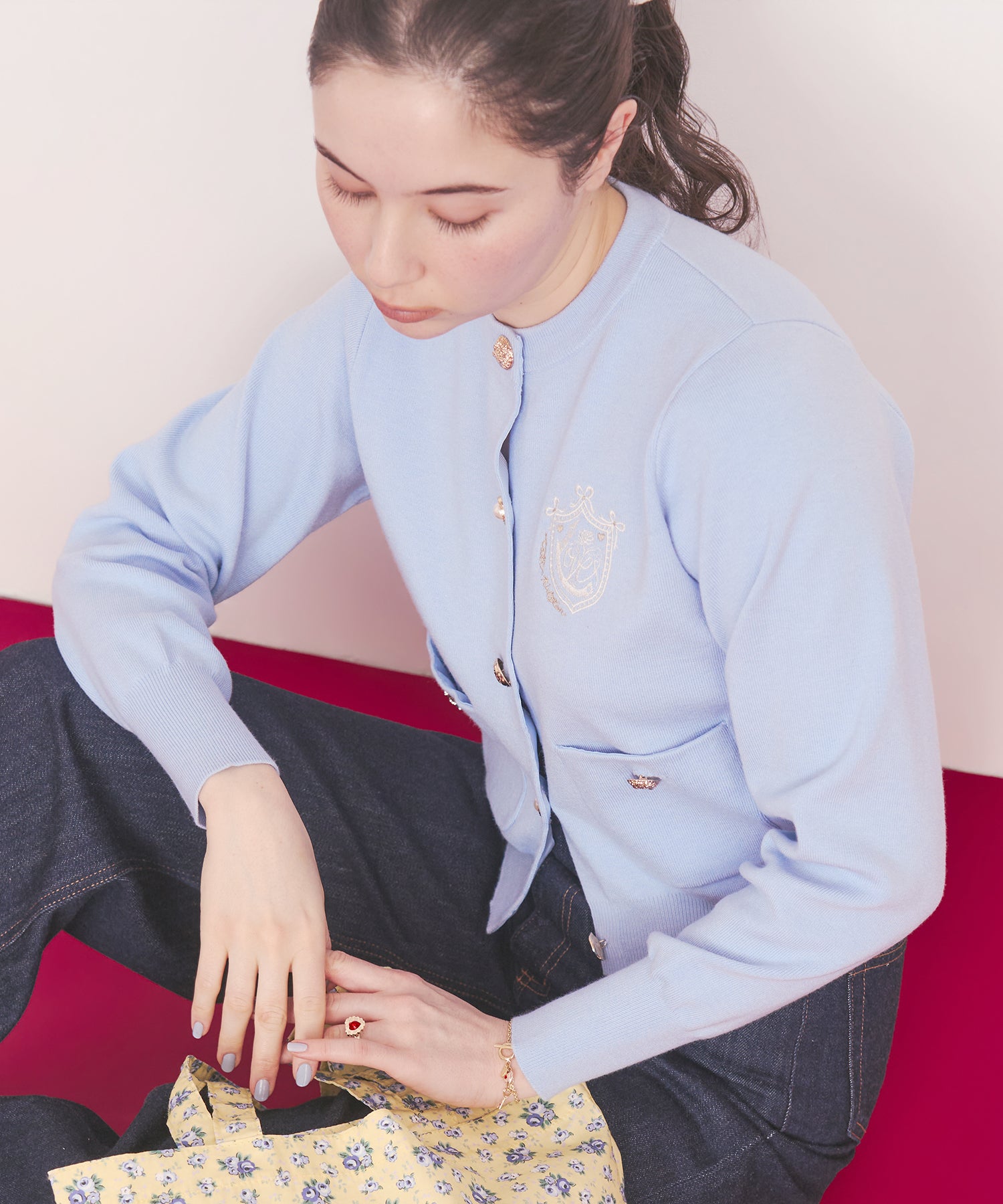 刺繍ニットカーディガンジャケット Love Notes