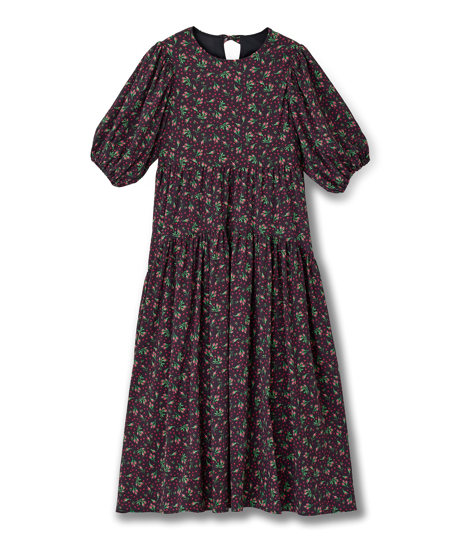 パフスリーブ ティアードワンピース