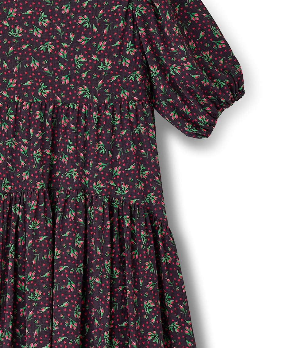 パフスリーブ ティアードワンピース