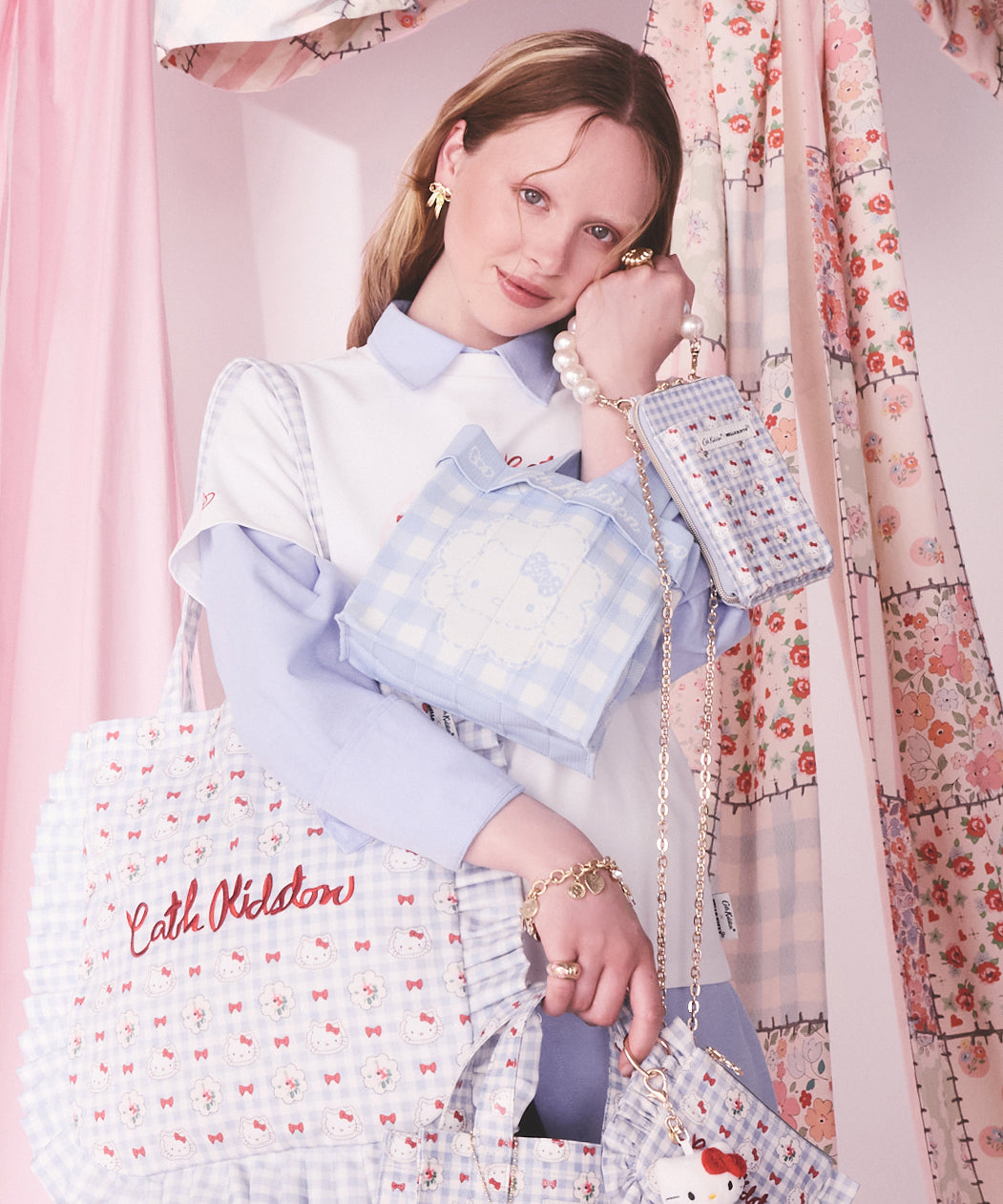 Cath Kidston × Hello Kitty マルチショルダーパース Gingham Provence