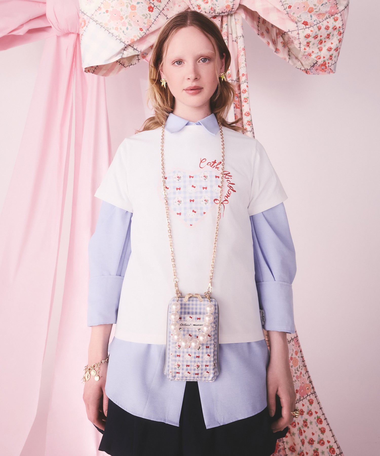 Cath Kidston × Hello Kitty マルチショルダーパース Gingham Provence