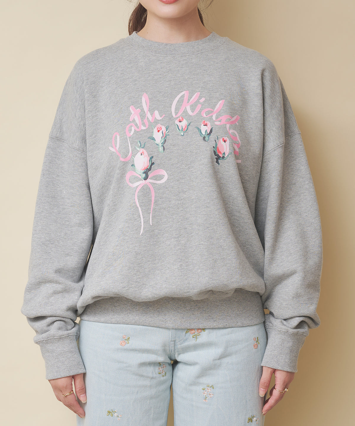 プリントスウェットトップス Ribbon Floral