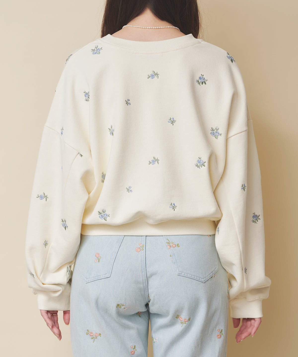 エンブロイダリースウェットトップス Floral Garden Embroidery