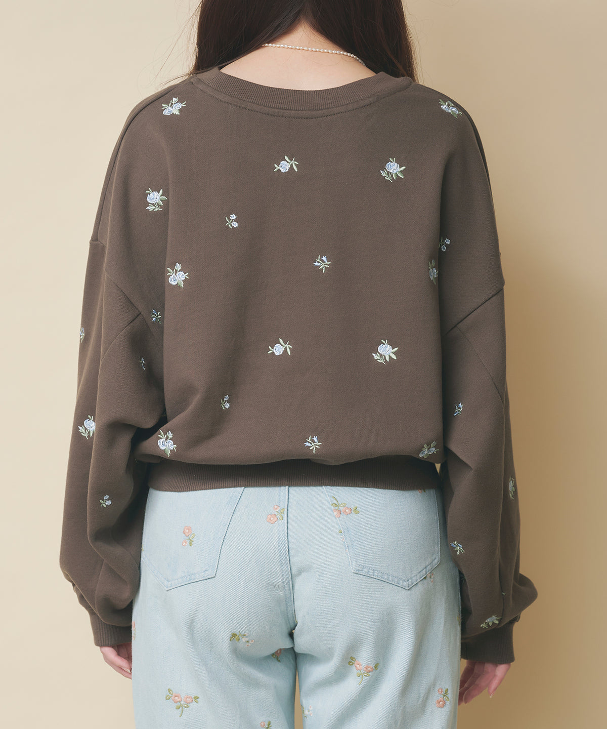 エンブロイダリースウェットトップス Floral Garden Embroidery