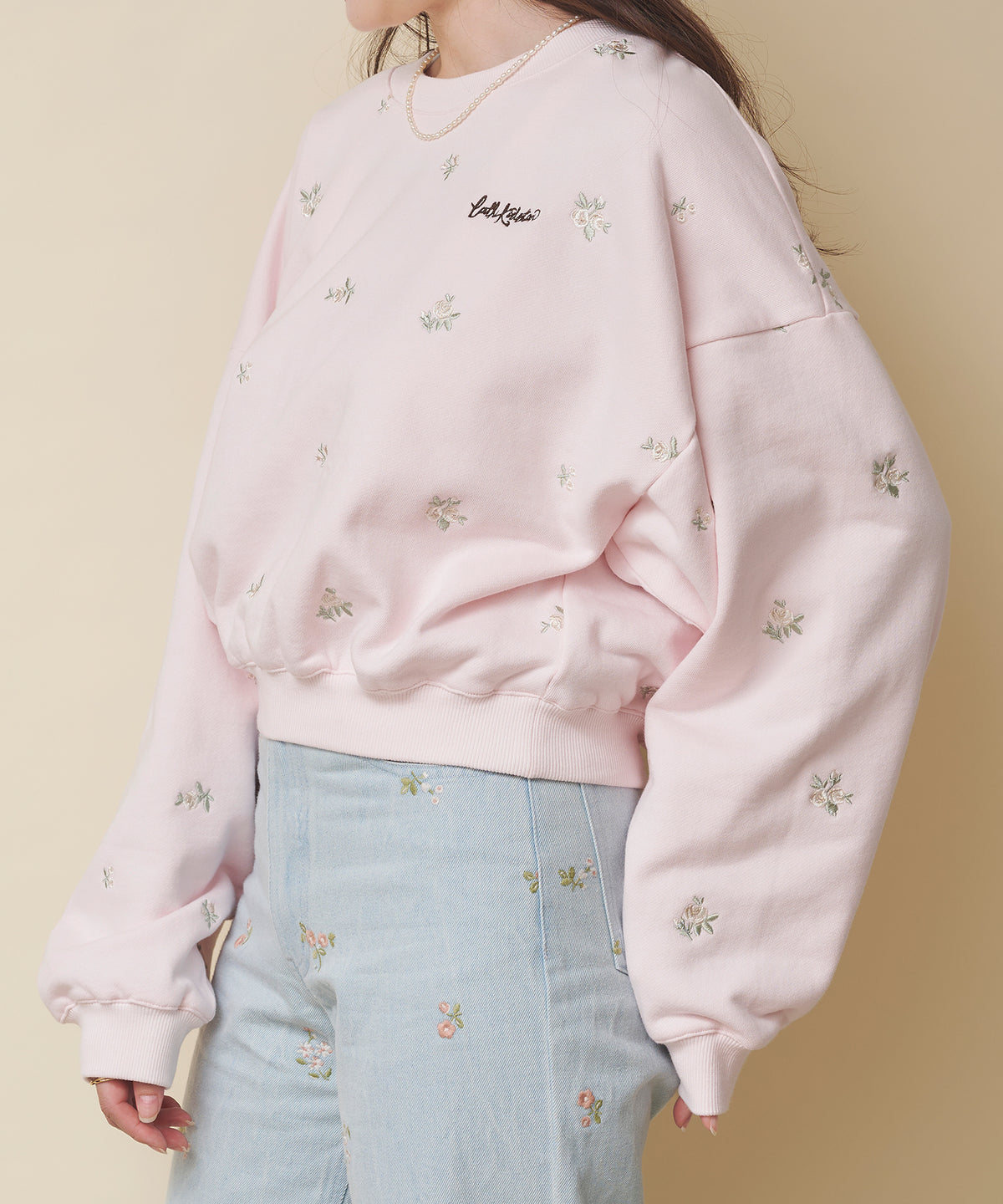 エンブロイダリースウェットトップス Floral Garden Embroidery