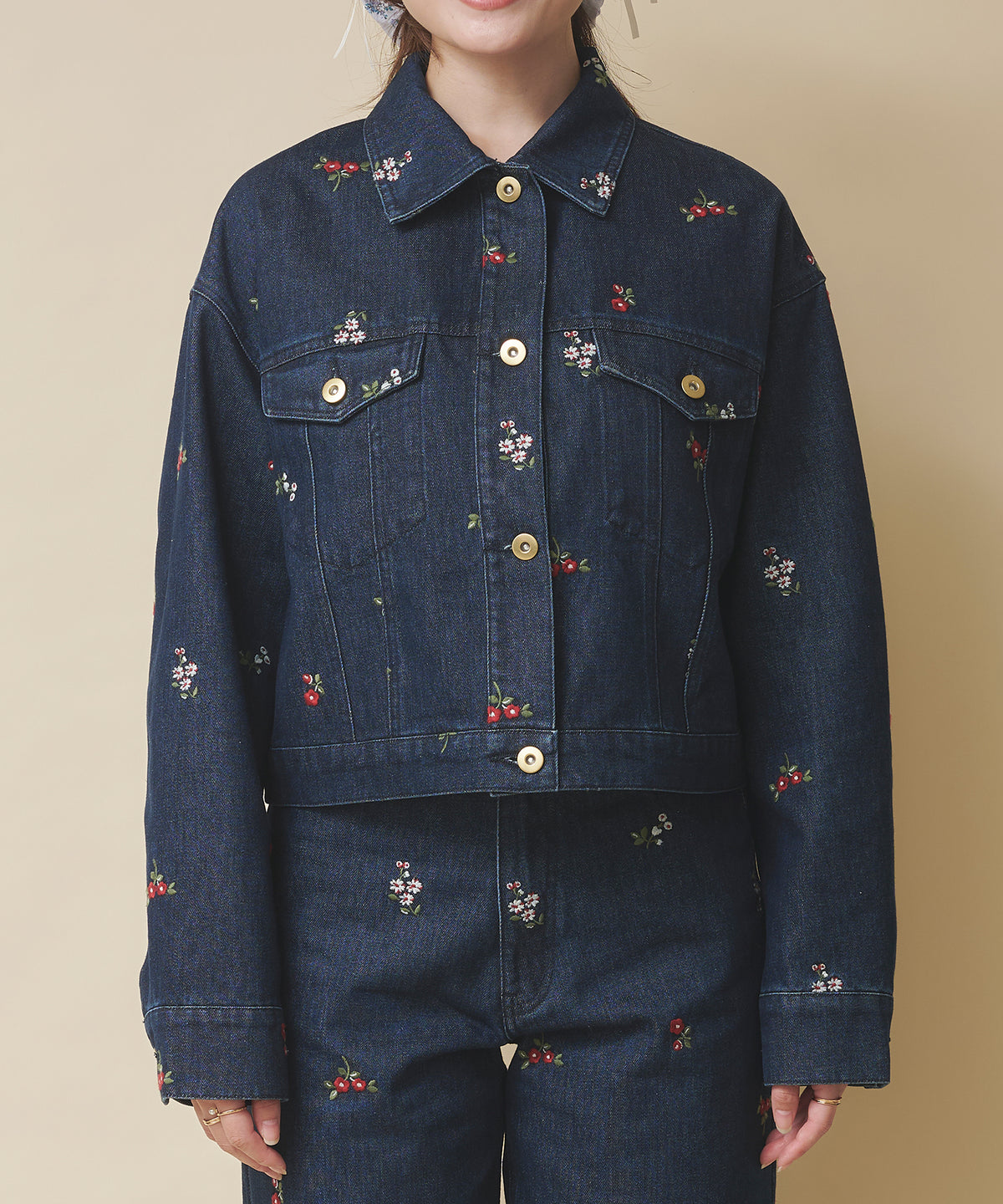 エンブロイダリーデニムジャケット Ditsy Floral Embroidery