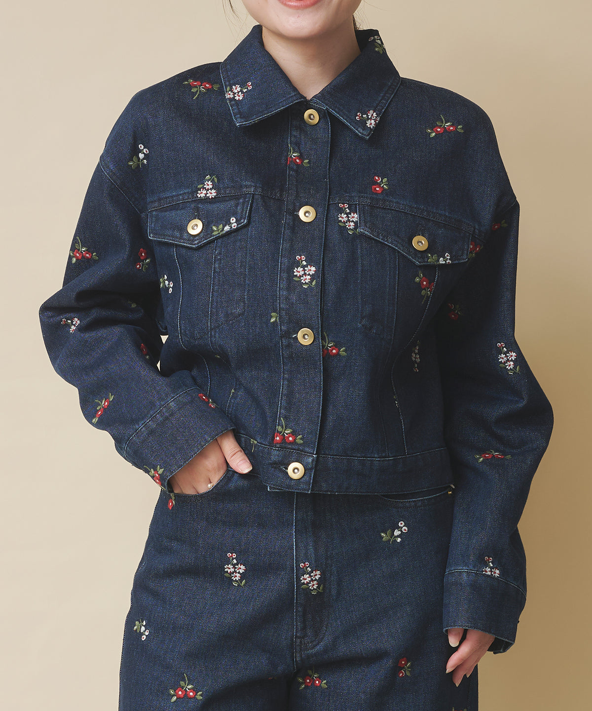エンブロイダリーデニムジャケット Ditsy Floral Embroidery