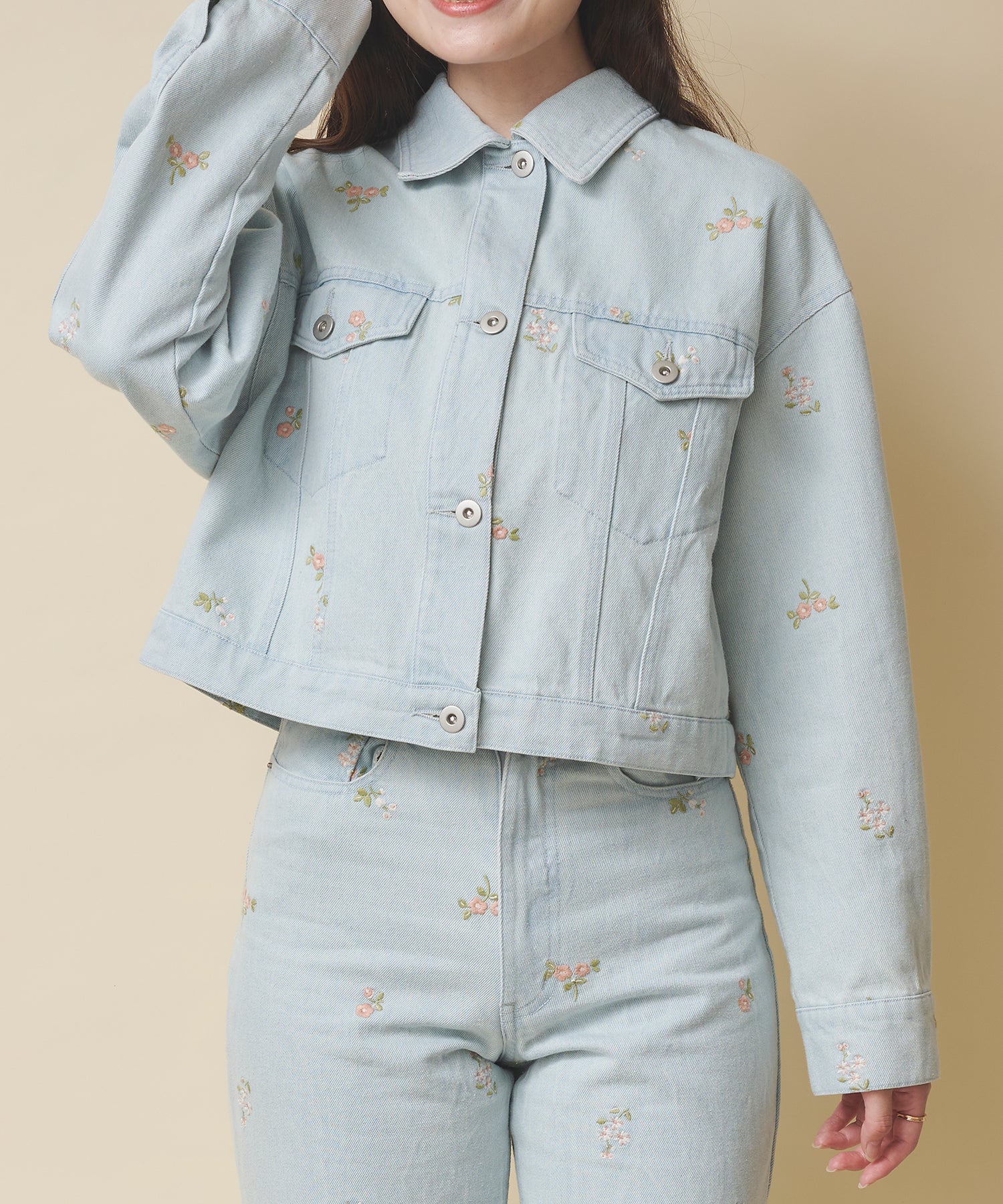 エンブロイダリーデニムジャケット Ditsy Floral Embroidery