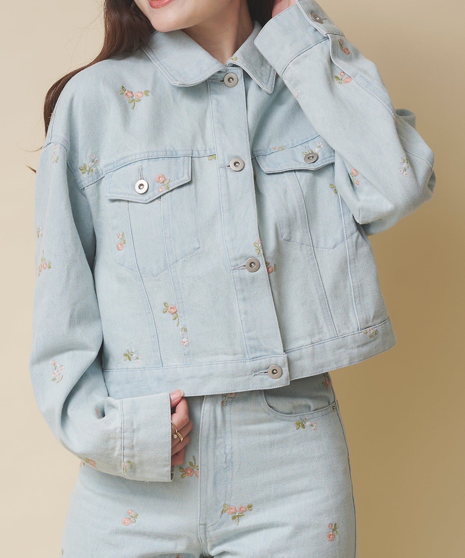 エンブロイダリーデニムジャケット Ditsy Floral Embroidery