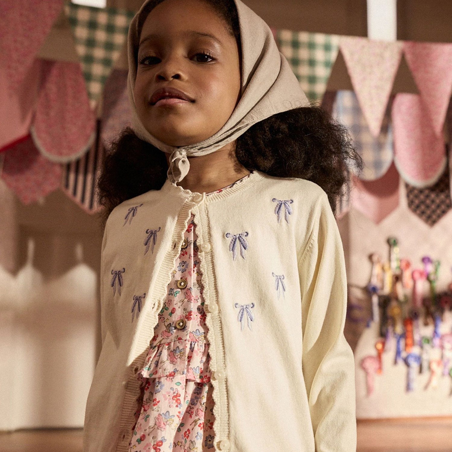 キッズ ニット カーディガン Bow