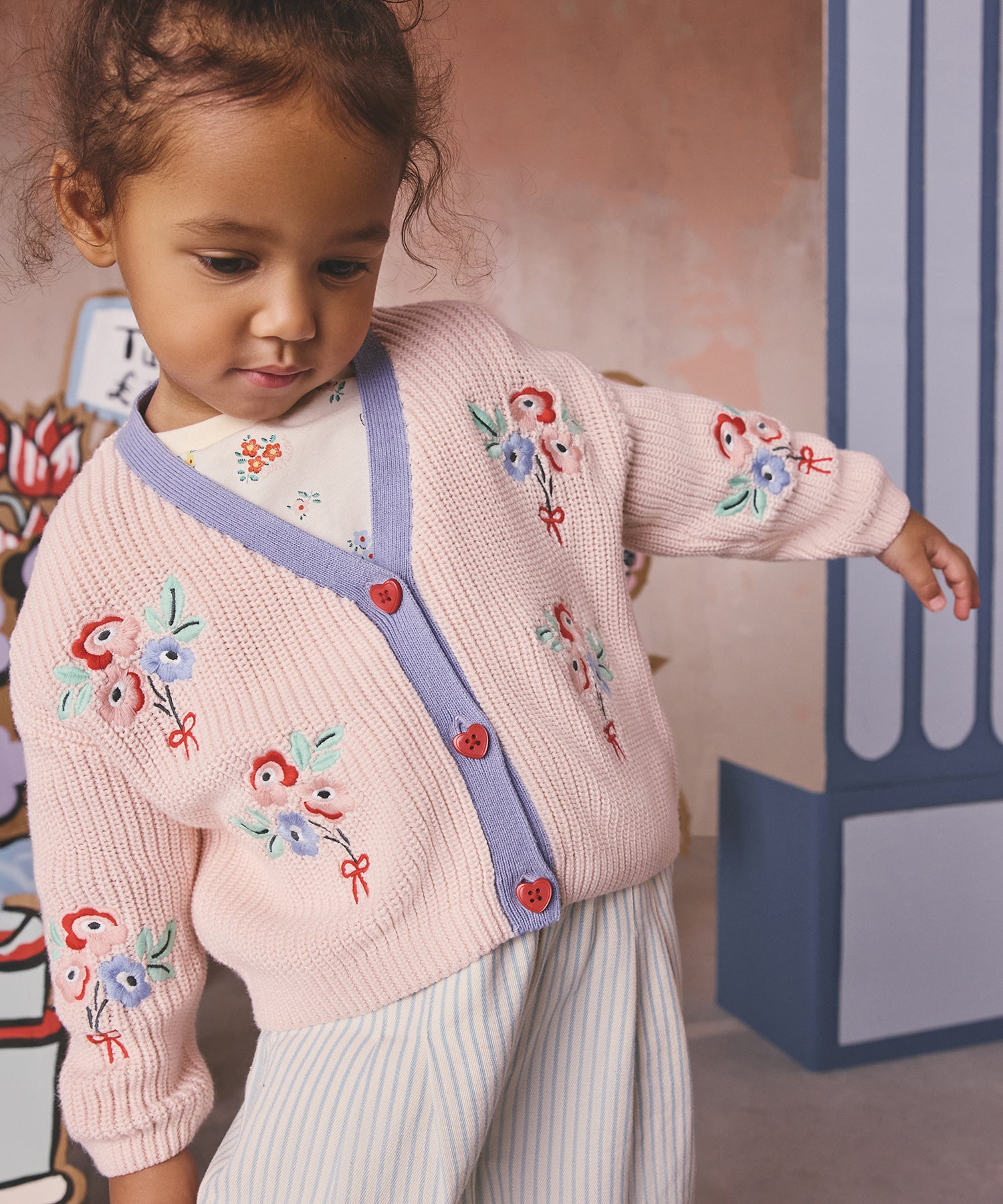 キッズ 刺繍カーディガン Flower Bunch Embroidery