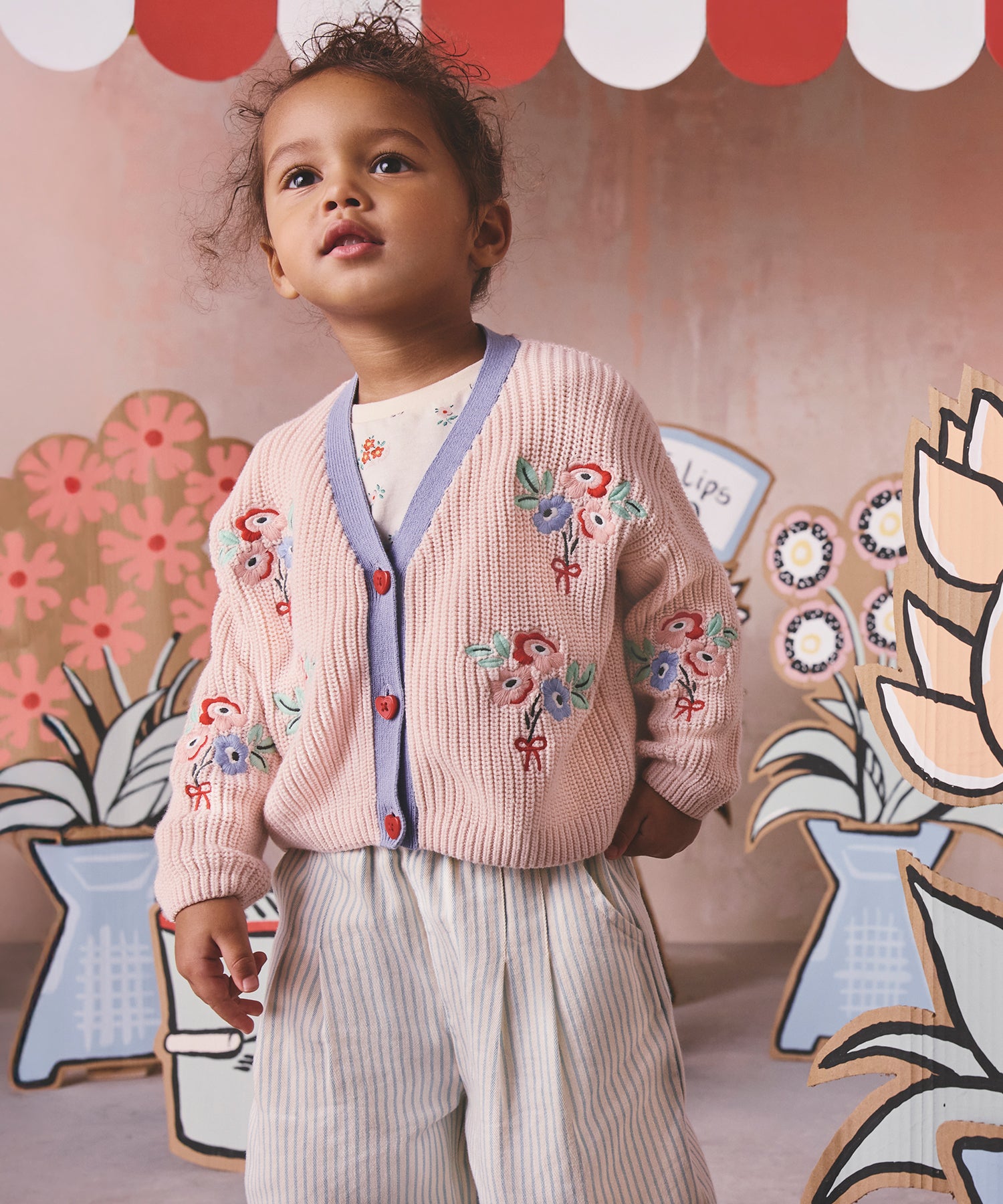 キッズ 刺繍カーディガン Flower Bunch Embroidery