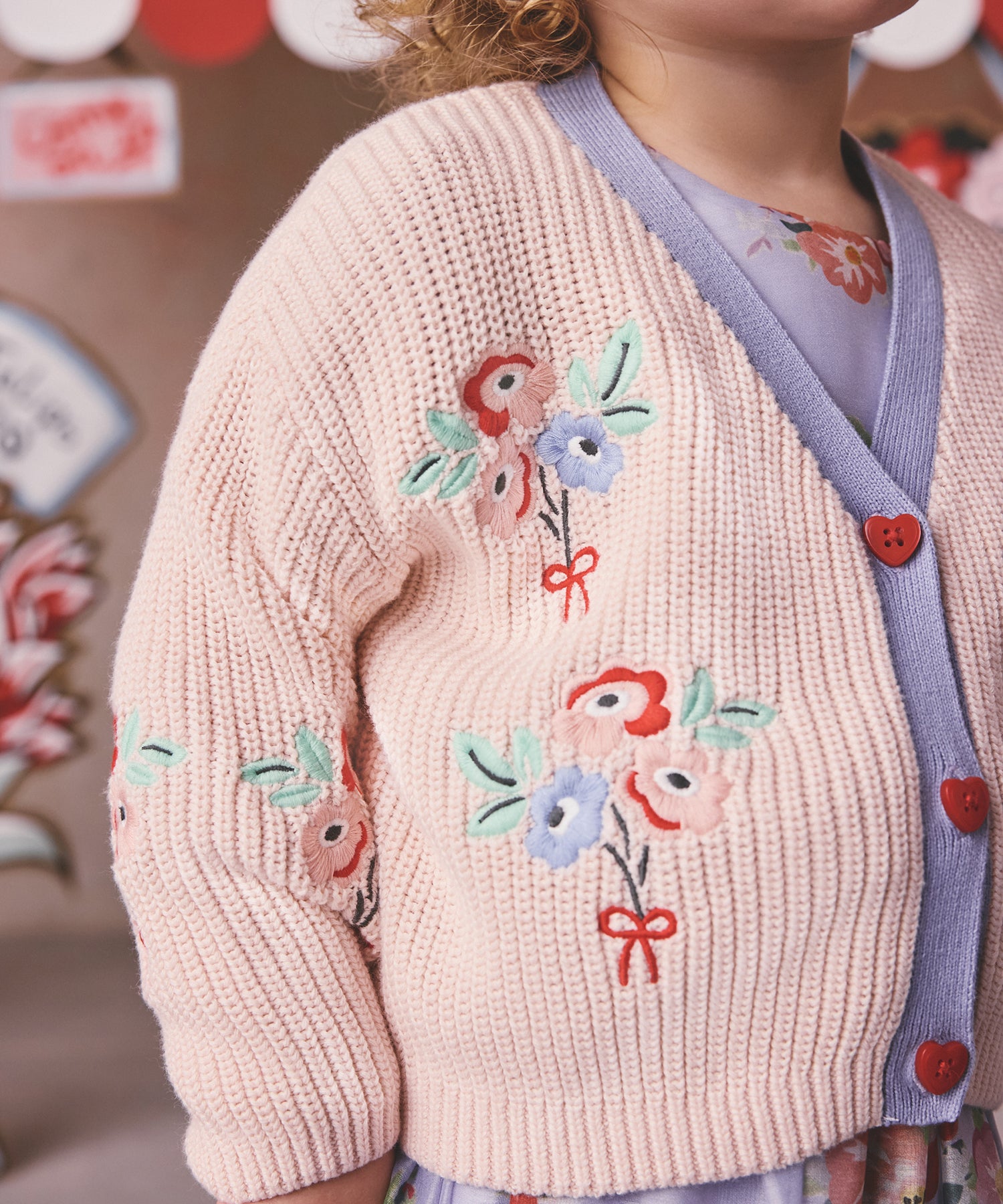 キッズ 刺繍カーディガン Flower Bunch Embroidery