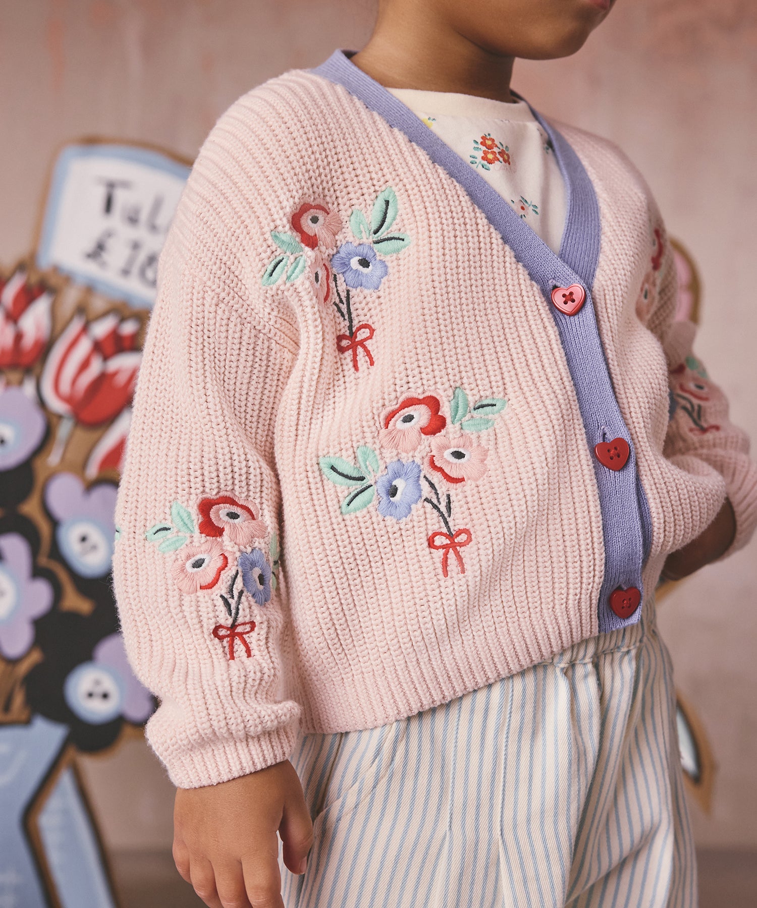 キッズ 刺繍カーディガン Flower Bunch Embroidery