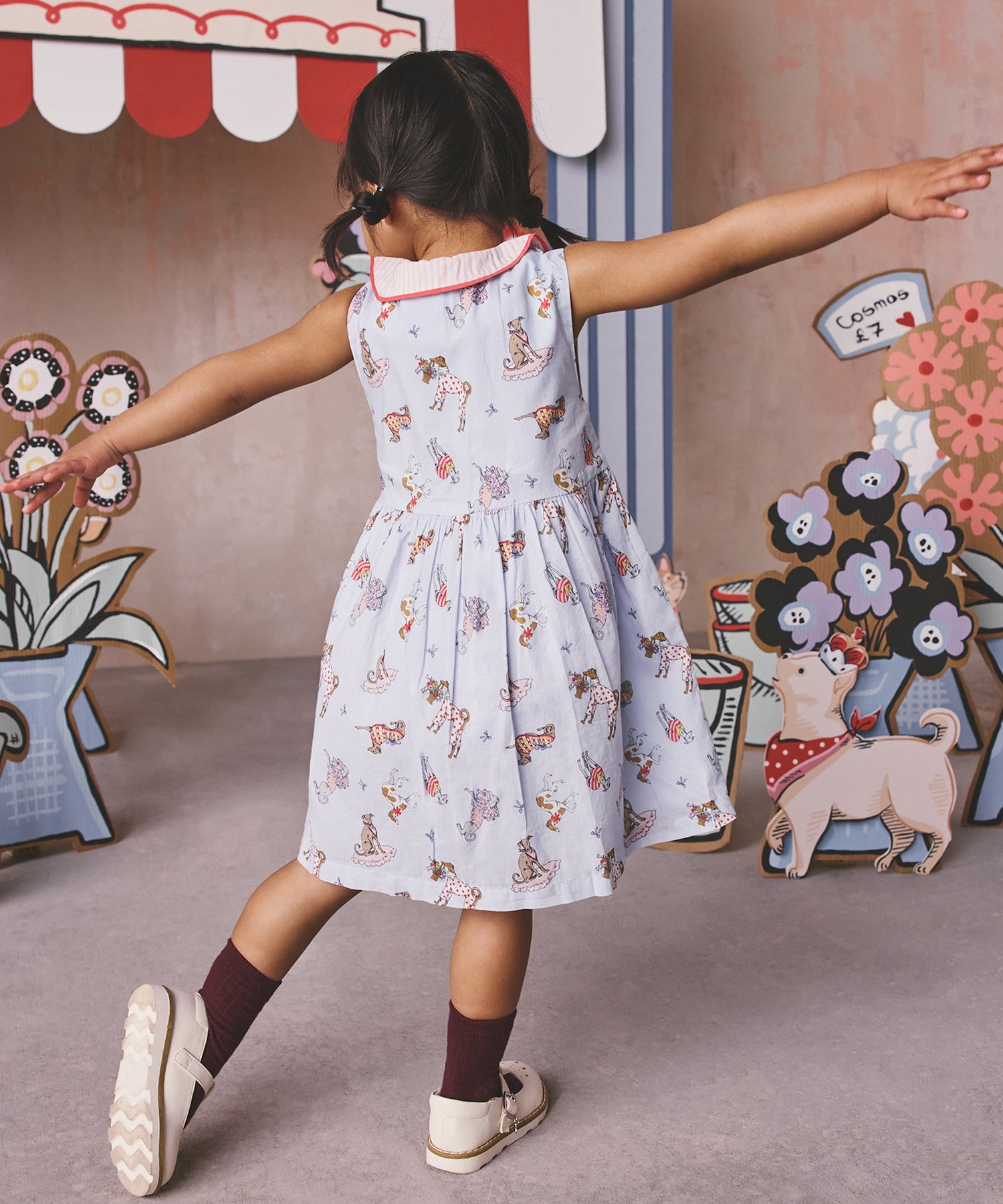 キッズ ラウンドカラー ノースリーブ ワンピース Hackney Dogs
