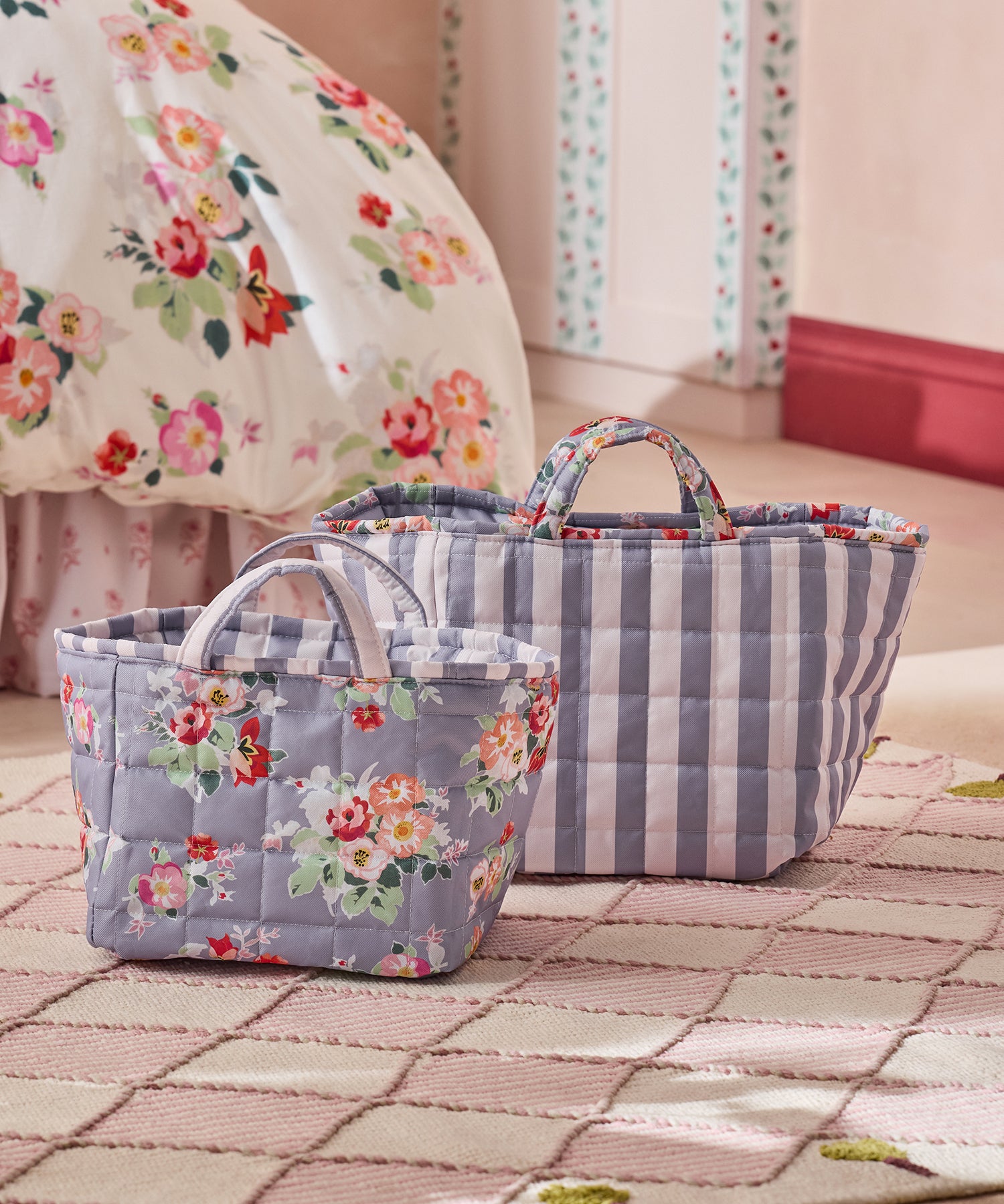 キルテッド ストレージ 2個セットArchive Floral