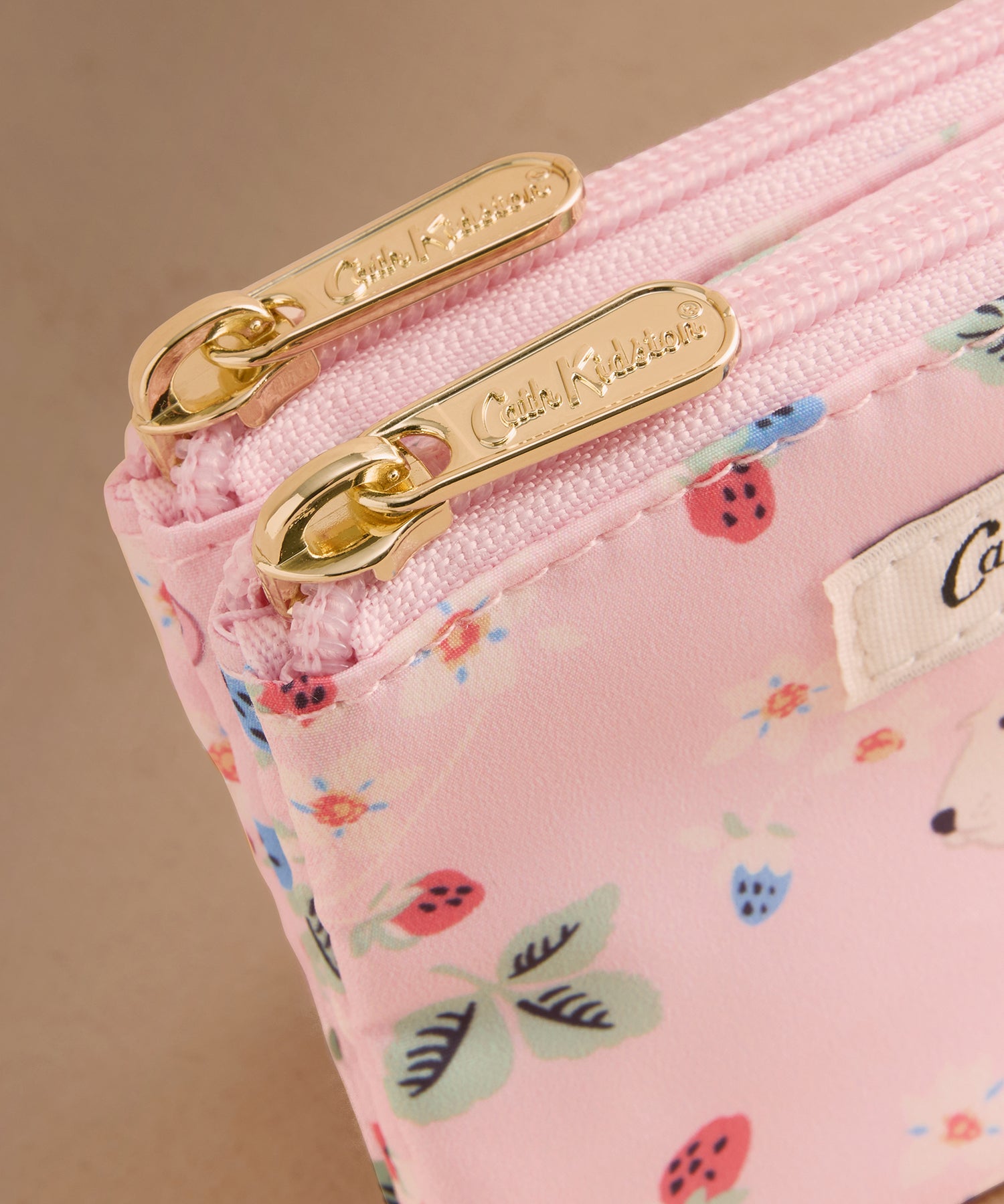 ダブル ジップドパース Puppy Floral