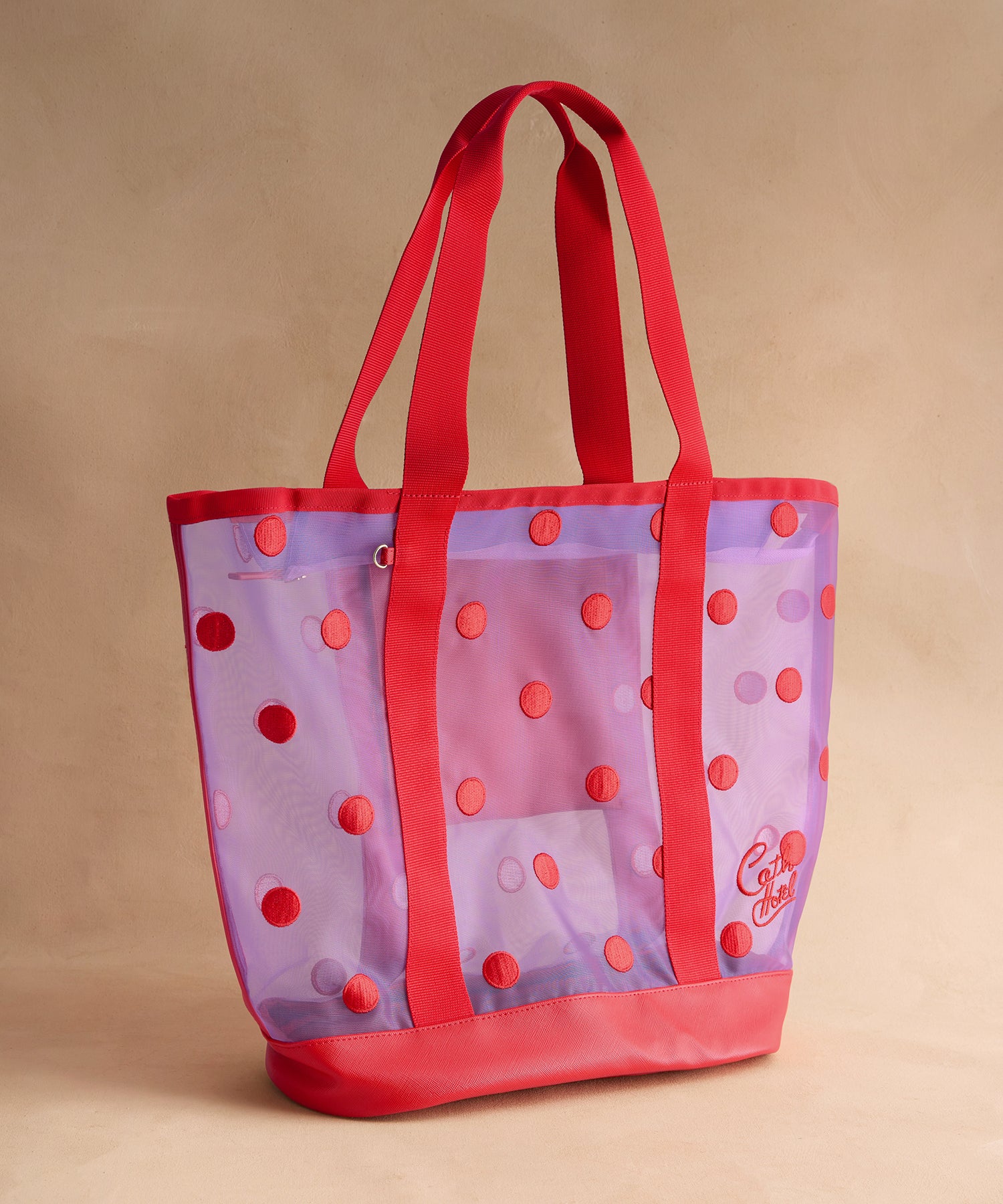 ビーチバッグ レッド Button Spot