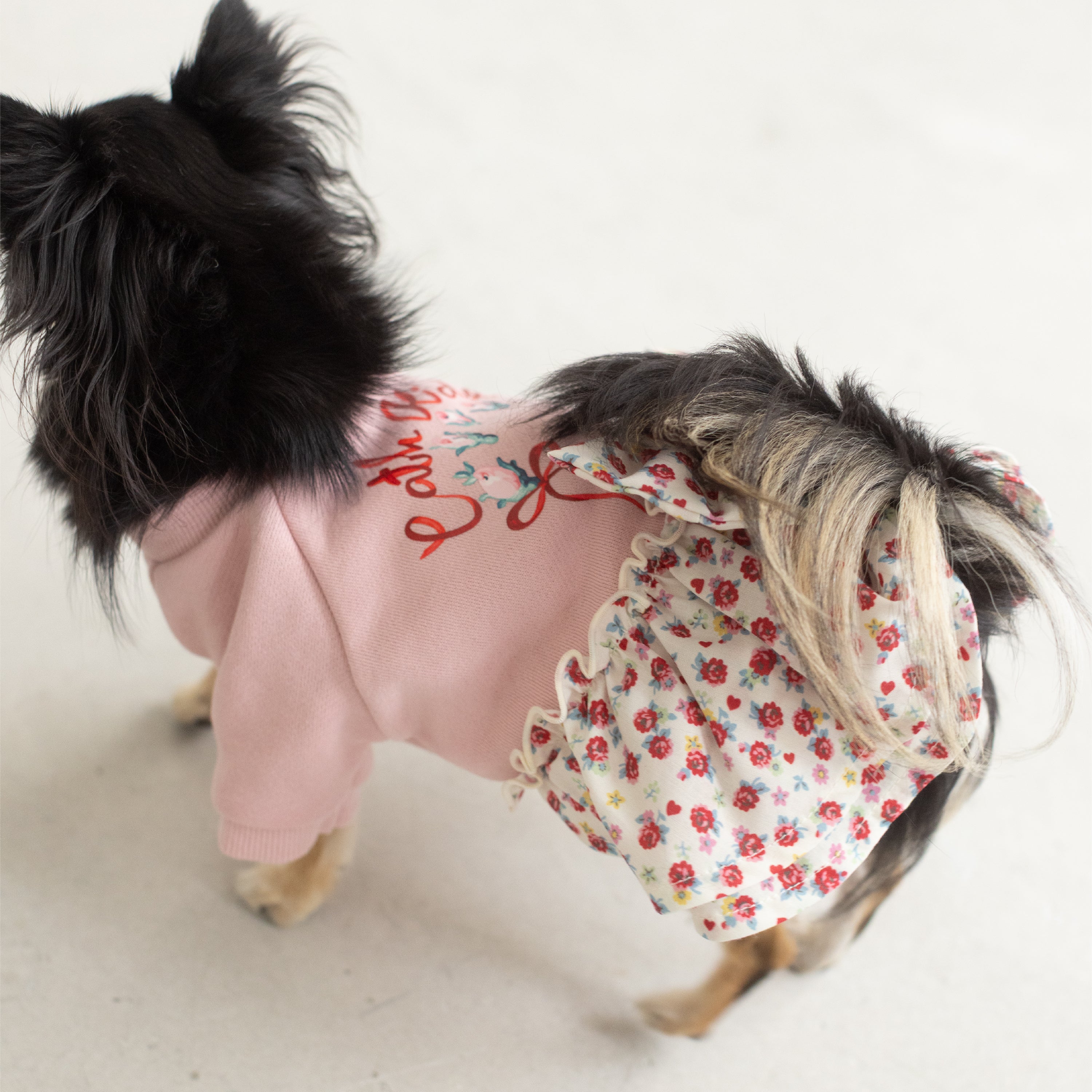 【Dog】スカートドッキングスウェット Rose Heart Ditsy