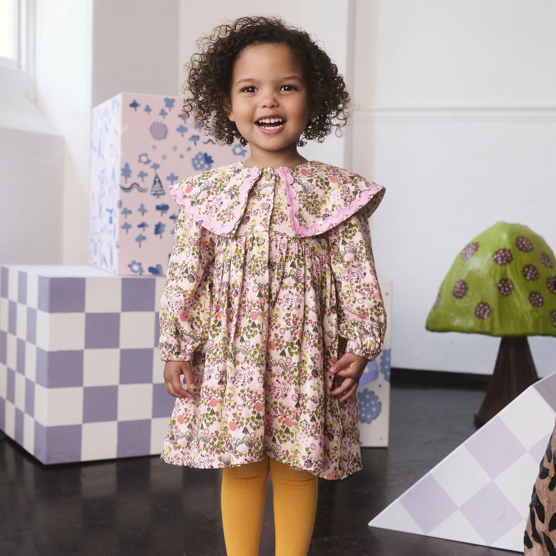 キッズ ビッグカラー ロングスリーブワンピース Tiny Town