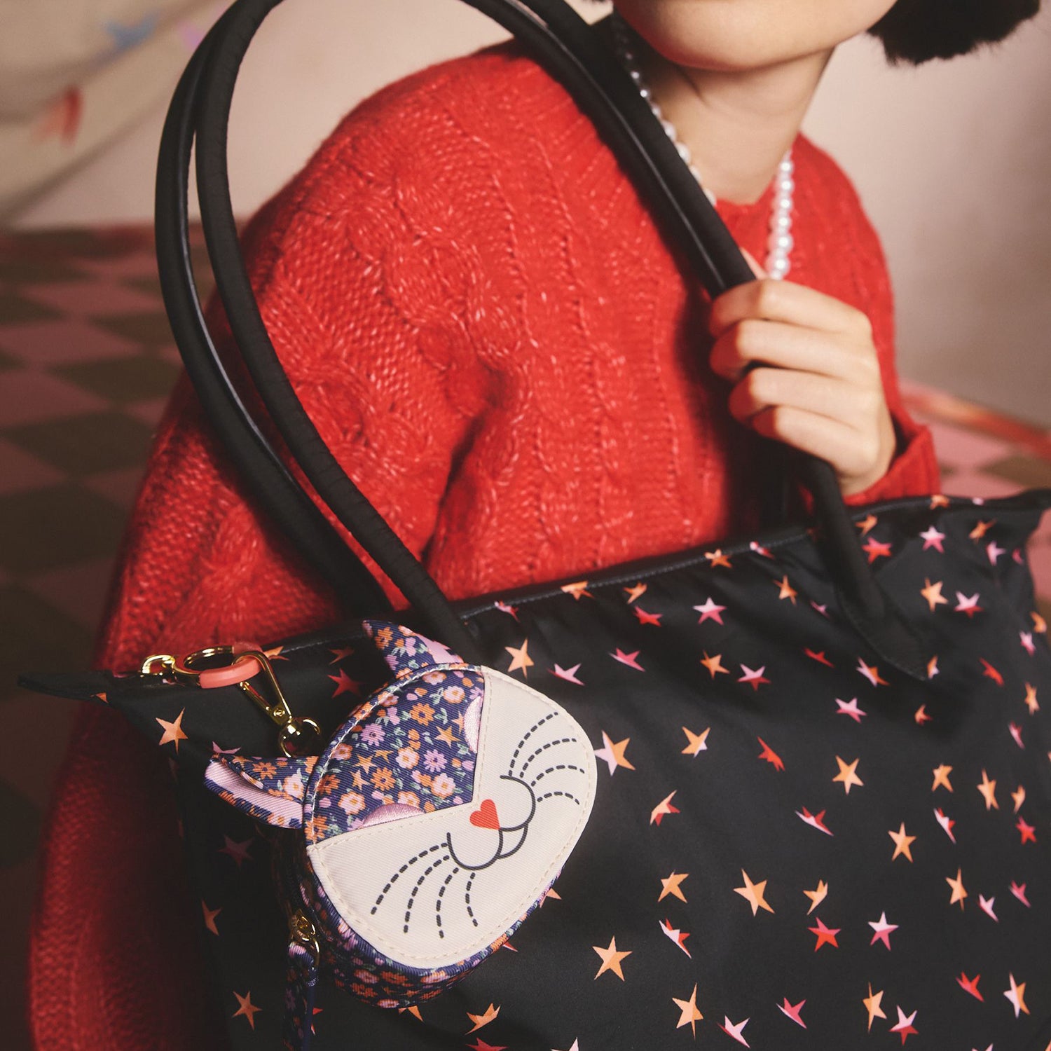 クリップ オン キャット コインパースFolding Star Ditsy