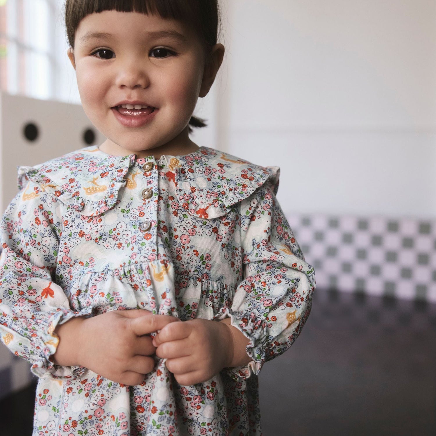 キッズ ロングスリーブ ワンピース Ditsy Print