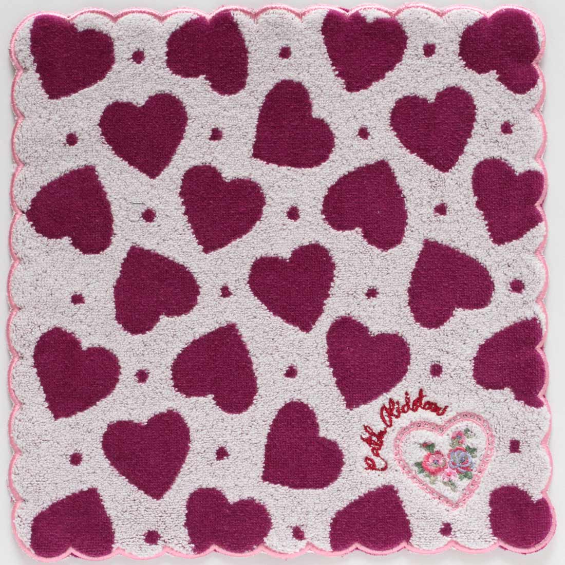 大判 タオルハンカチ（28cm）LACE HEARTS TILE