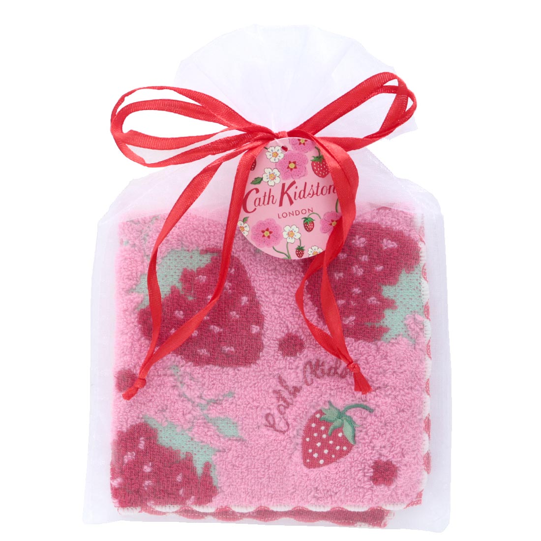 オーガンジー巾着入りいちごタオルハンカチ