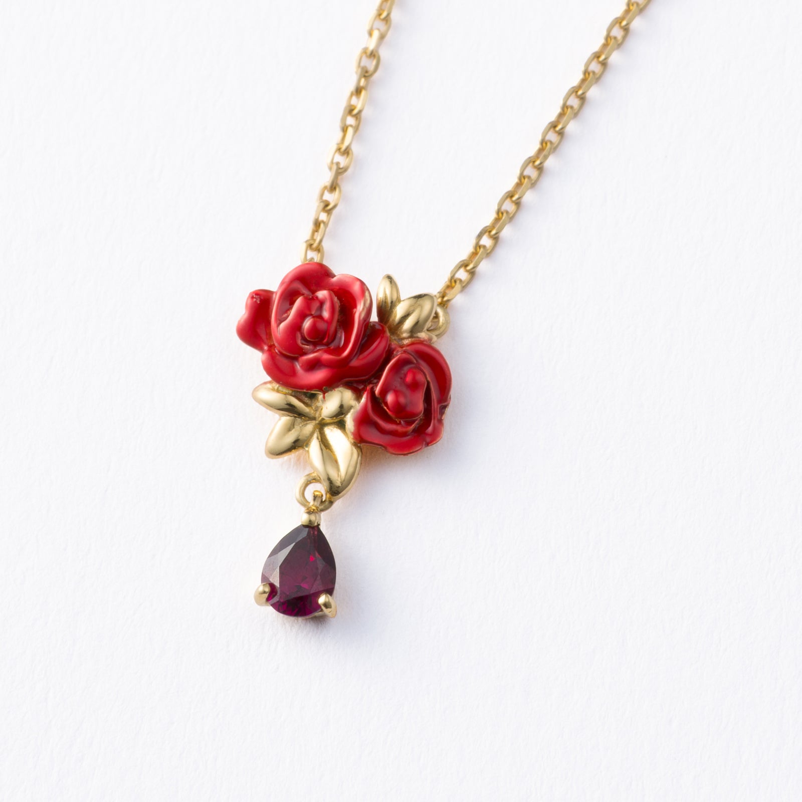 イエローゴールド×エナメル ネックレス Bows&Rose