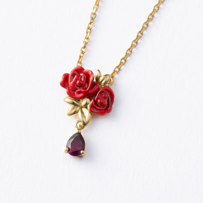 イエローゴールド×エナメル ネックレス Bows&Rose