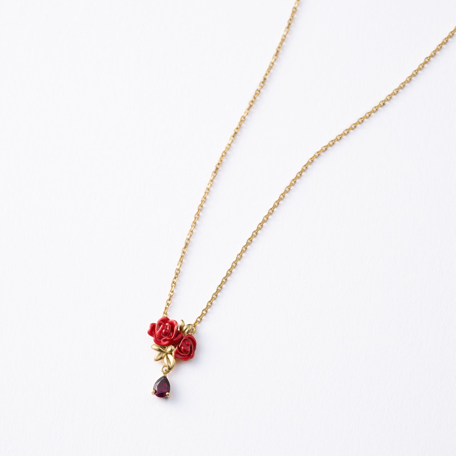 イエローゴールド×エナメル ネックレス Bows&Rose