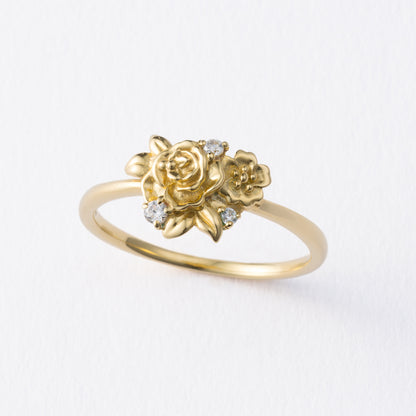 イエローゴールド リング Bows&Rose