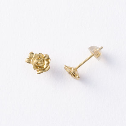 イエローゴールド ピアス Bows&Rose